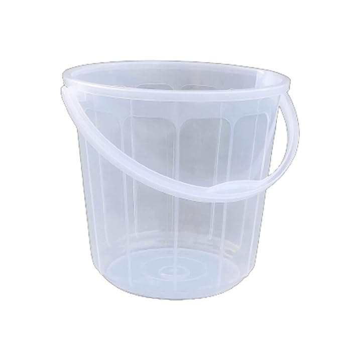 Premsons® White Transparent Plastic Bucket – 16 to 24 Litres | Sturdy, Lightweight & Multipurpose Water Storage Bucket for Bathroom, Kitchen & Household Use