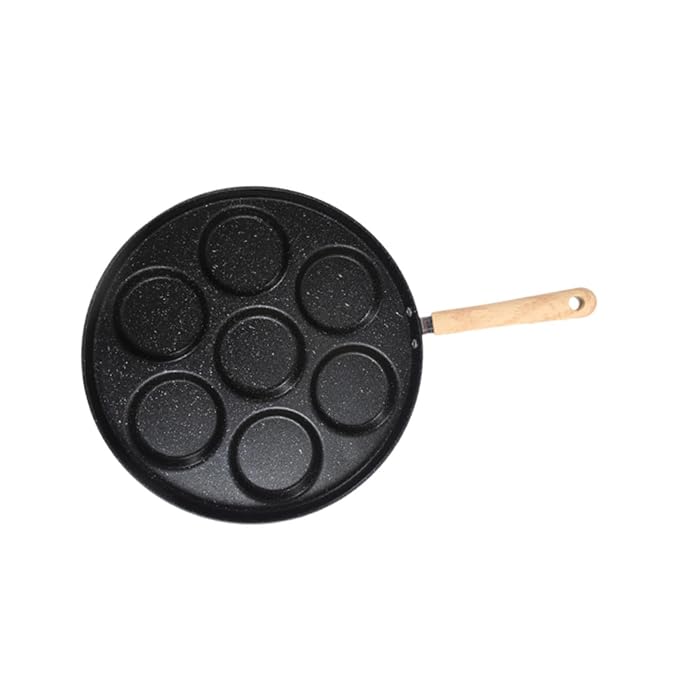 Premsons® Non-Stick 7-Cavity Breakfast Frying Pan – Multi-Section Cookie & Appam Pan with Heat-Resistant Handle | Ideal for Pancakes & Snacks