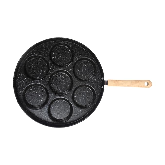 Premsons® Non-Stick 7-Cavity Breakfast Frying Pan – Multi-Section Cookie & Appam Pan with Heat-Resistant Handle | Ideal for Pancakes & Snacks