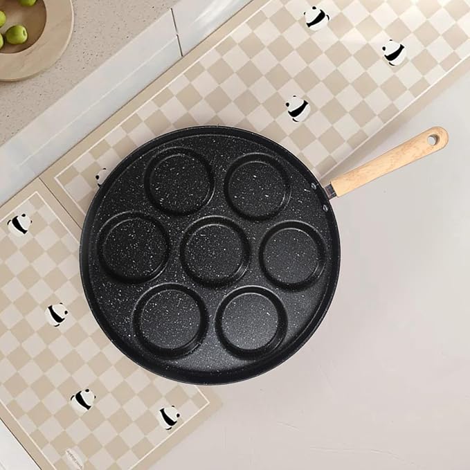 Premsons® Non-Stick 7-Cavity Breakfast Frying Pan – Multi-Section Cookie & Appam Pan with Heat-Resistant Handle | Ideal for Pancakes & Snacks