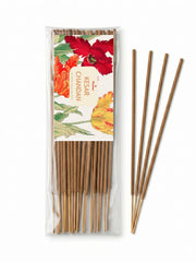 Premsons incense sticks pack with four brown sticks beside it and a floral label