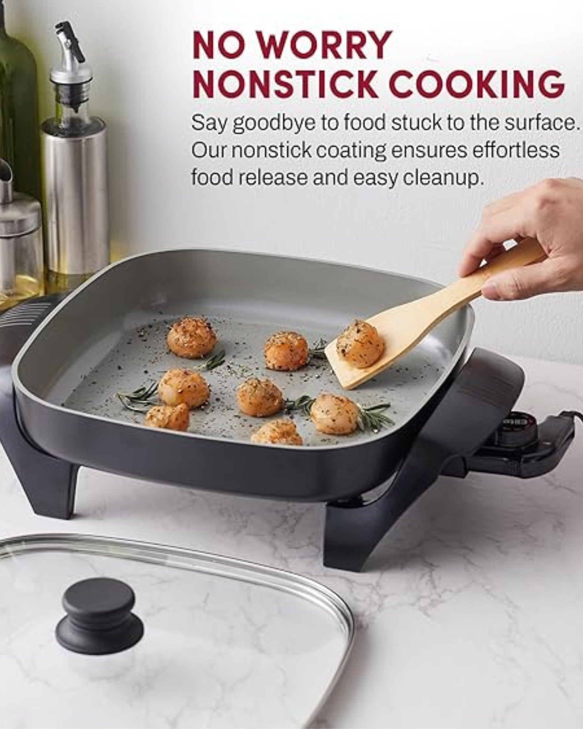 Premsons® Electric Frying Pan – Non-Stick Multi-Purpose Electric Skillet for Cooking, Frying, Grilling & Sautéing | Easy to Use & Clean