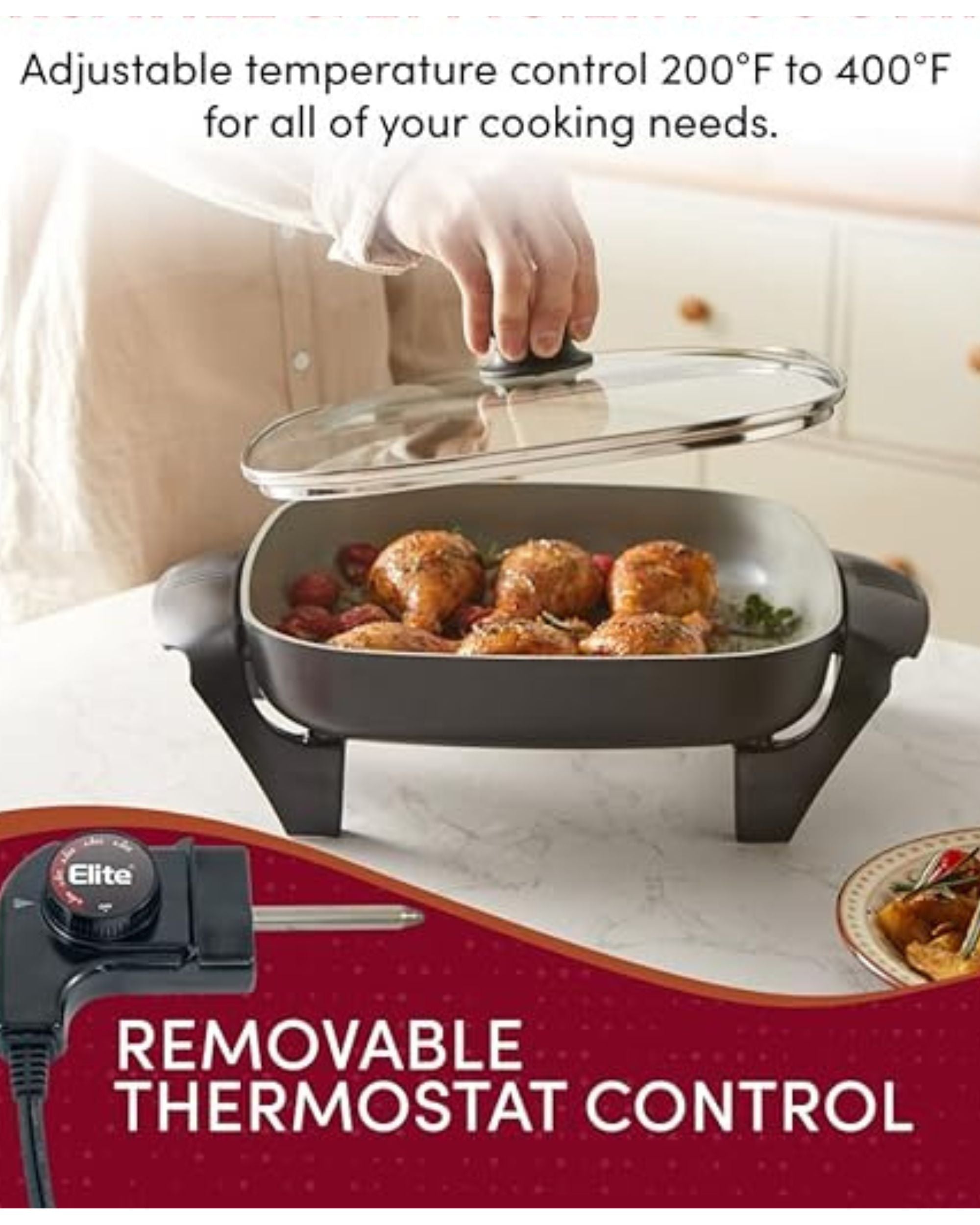 Premsons® Electric Frying Pan – Non-Stick Multi-Purpose Electric Skillet for Cooking, Frying, Grilling & Sautéing | Easy to Use & Clean