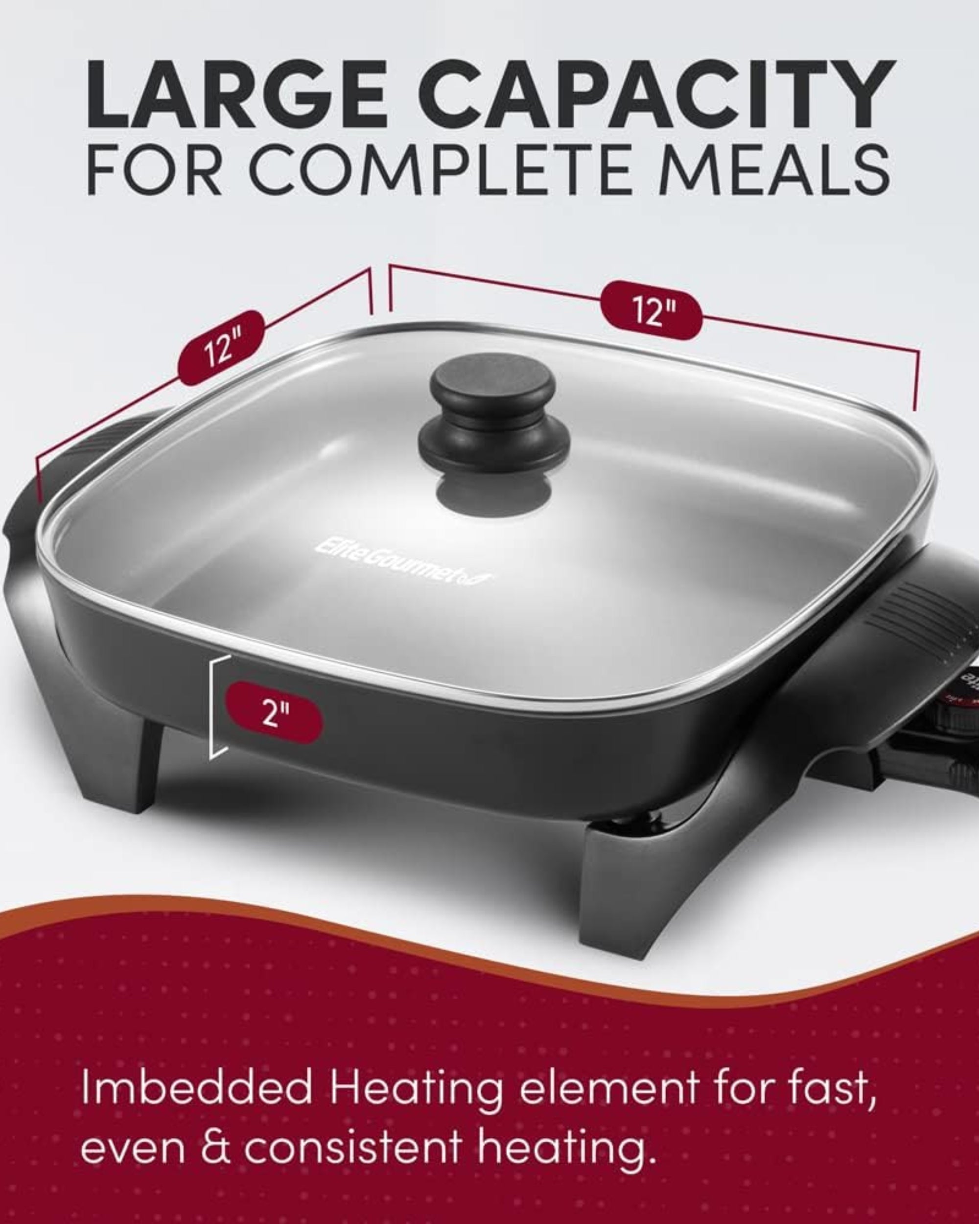 Premsons® Electric Frying Pan – Non-Stick Multi-Purpose Electric Skillet for Cooking, Frying, Grilling & Sautéing | Easy to Use & Clean