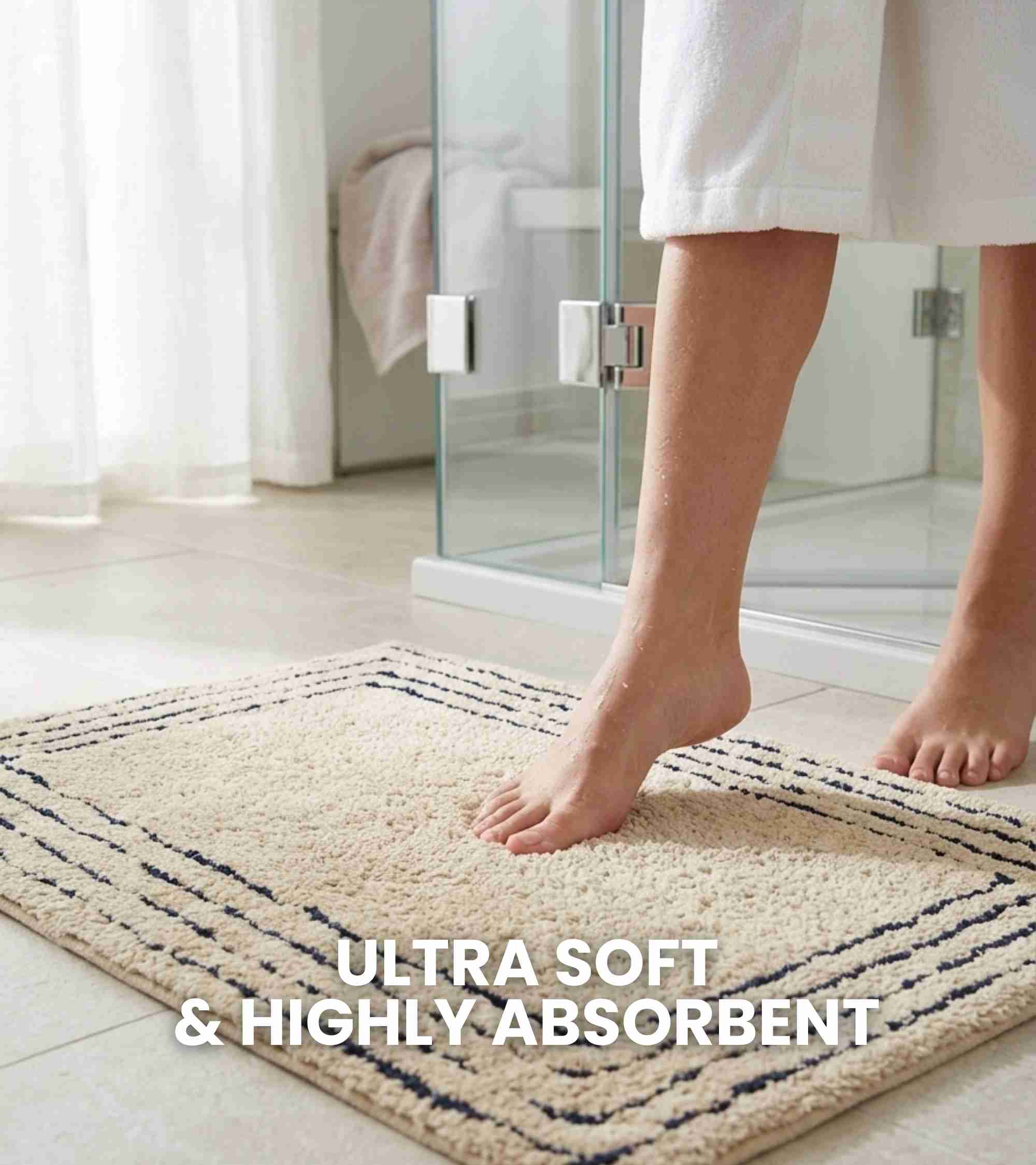 Premsons® Anti-Skid Bath Mat Line Frame | Super Soft, Water Absorbent, Quick Dry Bathroom Floor Mat for Shower & Home Use