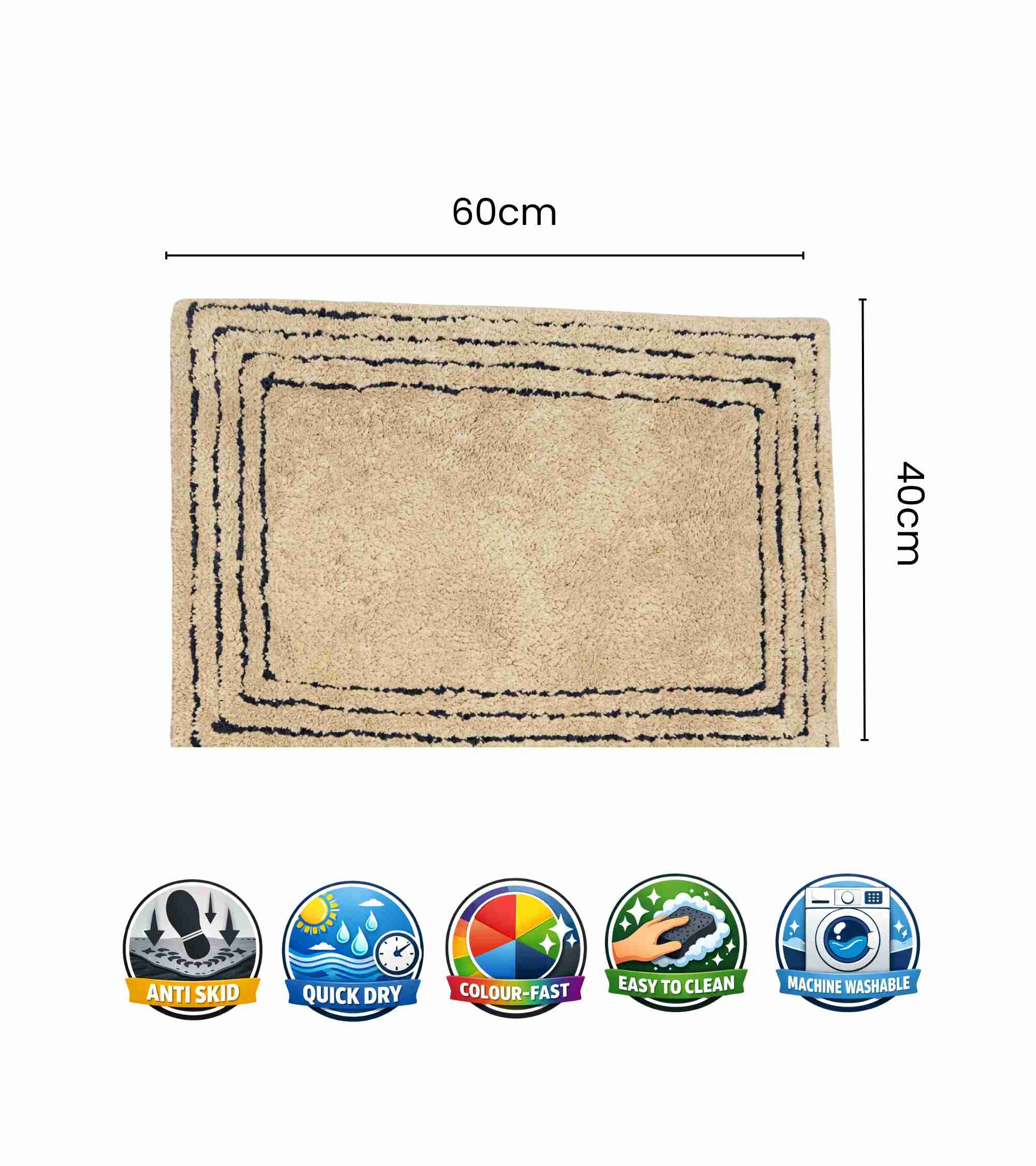 Premsons® Anti-Skid Bath Mat Line Frame | Super Soft, Water Absorbent, Quick Dry Bathroom Floor Mat for Shower & Home Use