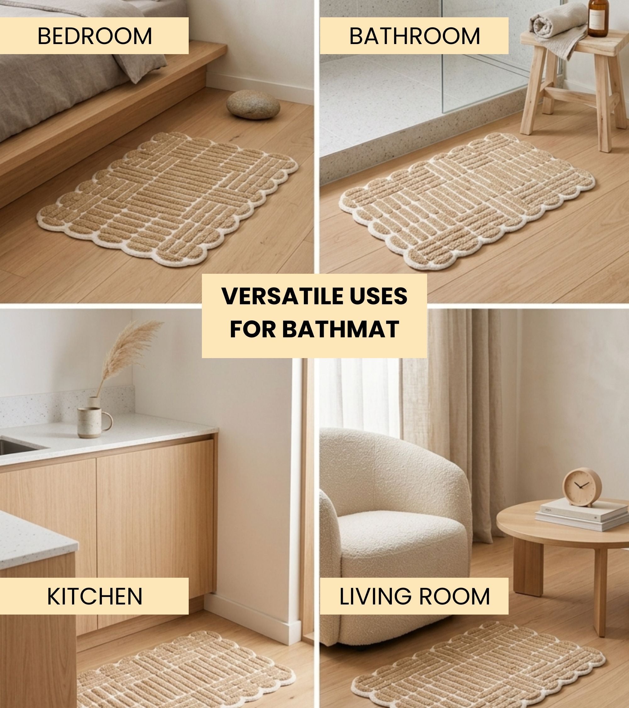Premsons® Bath Mat Campos - Soft Absorbent Anti-Skid Bathroom Floor Mat - Quick Dry Shower Mat for Home