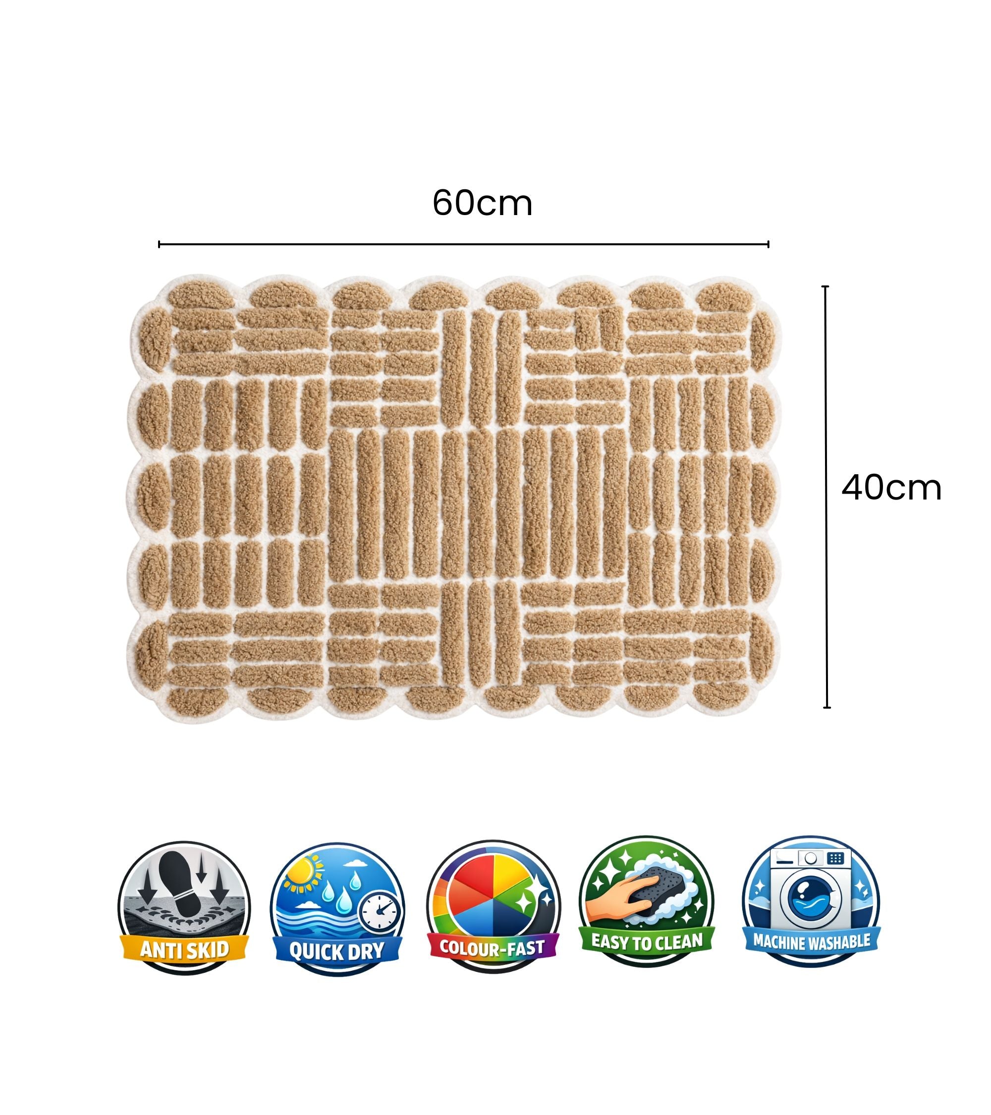 Premsons® Bath Mat Campos - Soft Absorbent Anti-Skid Bathroom Floor Mat - Quick Dry Shower Mat for Home