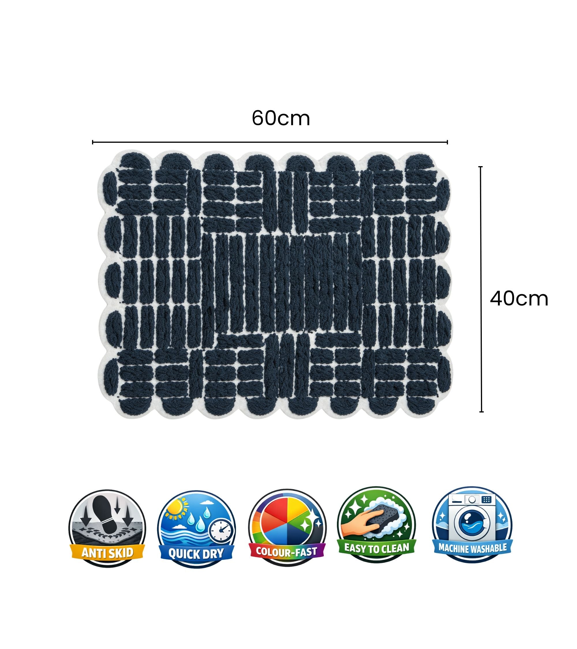 Premsons® Bath Mat Campos - Soft Absorbent Anti-Skid Bathroom Floor Mat - Quick Dry Shower Mat for Home