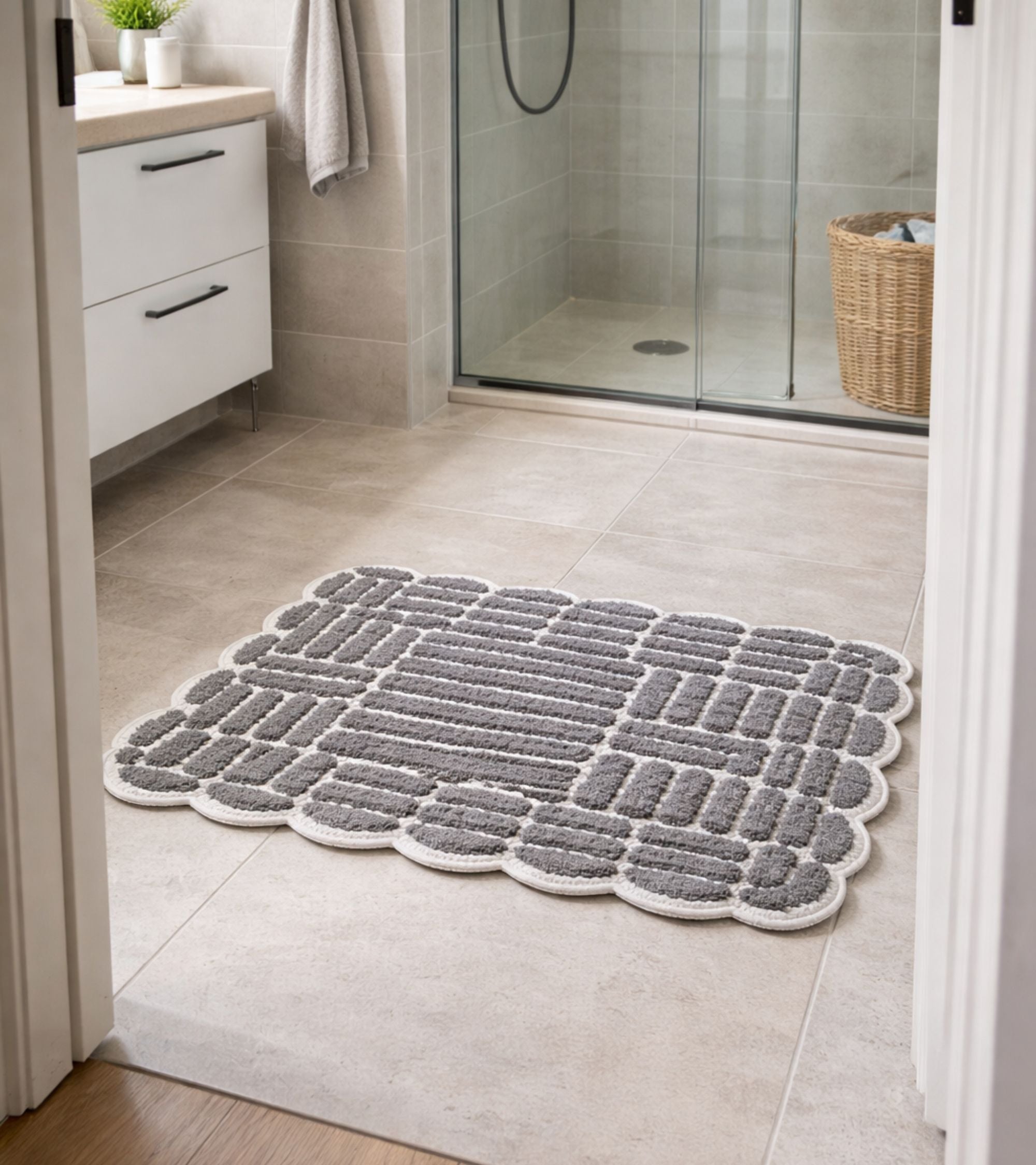Premsons® Bath Mat Campos - Soft Absorbent Anti-Skid Bathroom Floor Mat - Quick Dry Shower Mat for Home