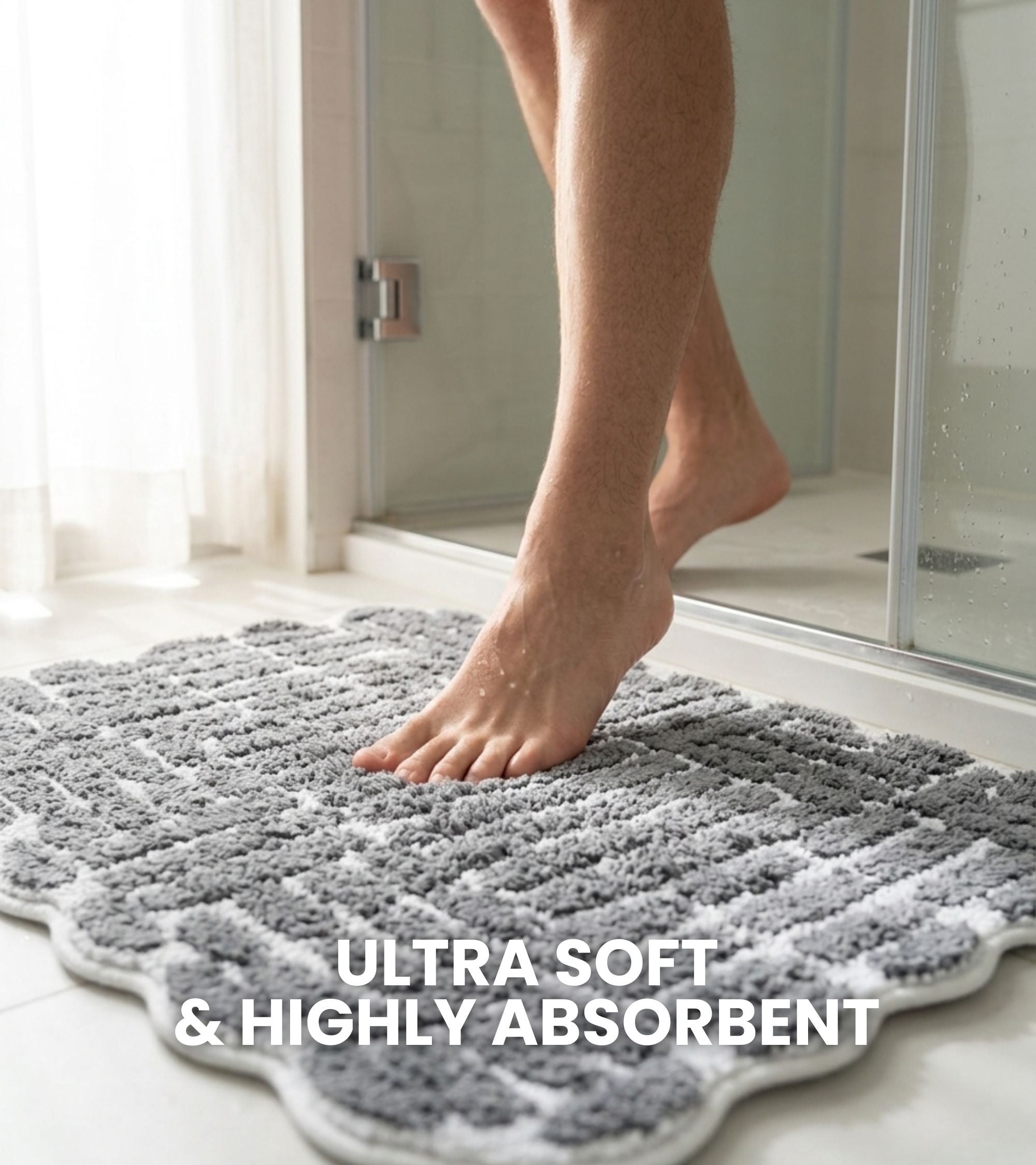Premsons® Bath Mat Campos - Soft Absorbent Anti-Skid Bathroom Floor Mat - Quick Dry Shower Mat for Home