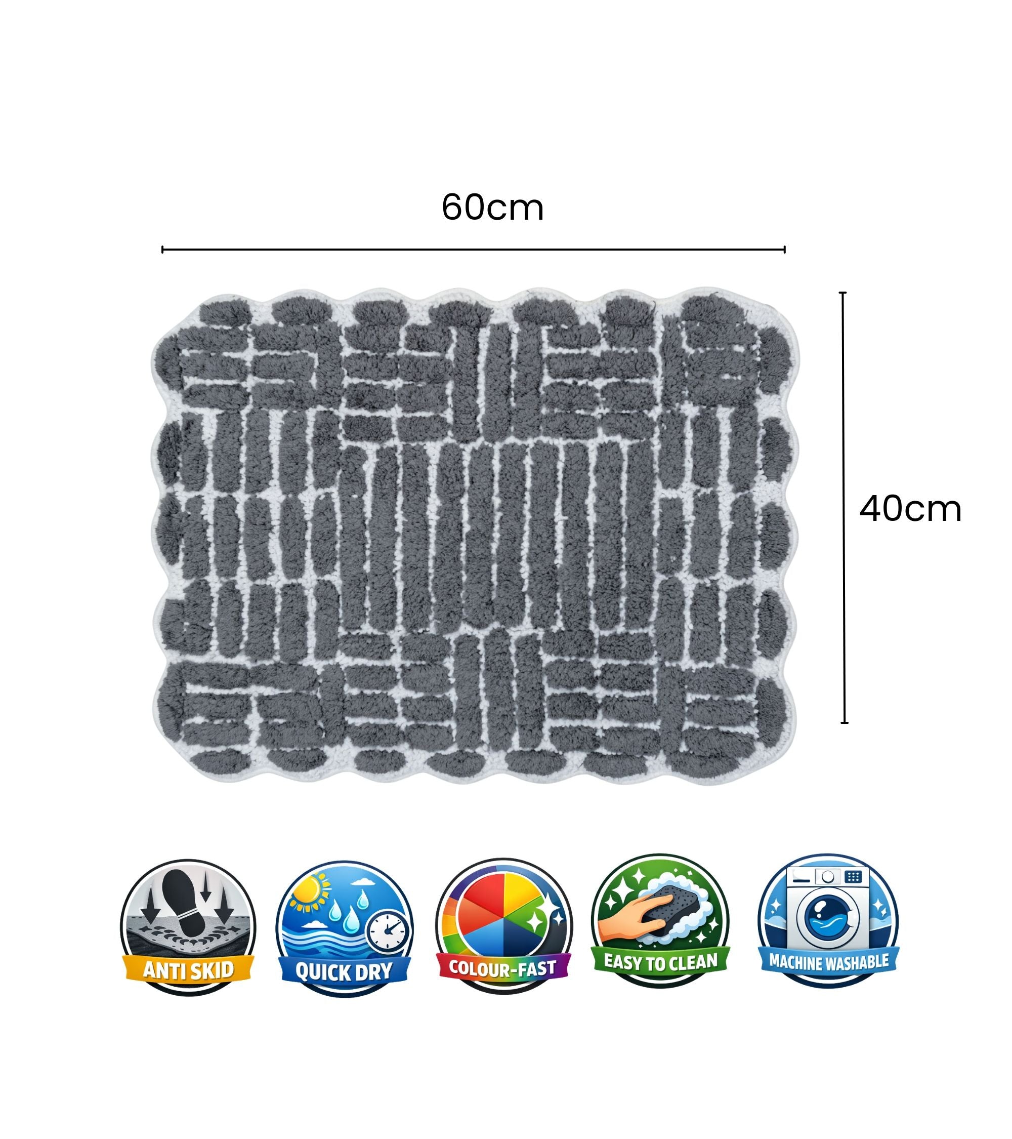 Premsons® Bath Mat Campos - Soft Absorbent Anti-Skid Bathroom Floor Mat - Quick Dry Shower Mat for Home