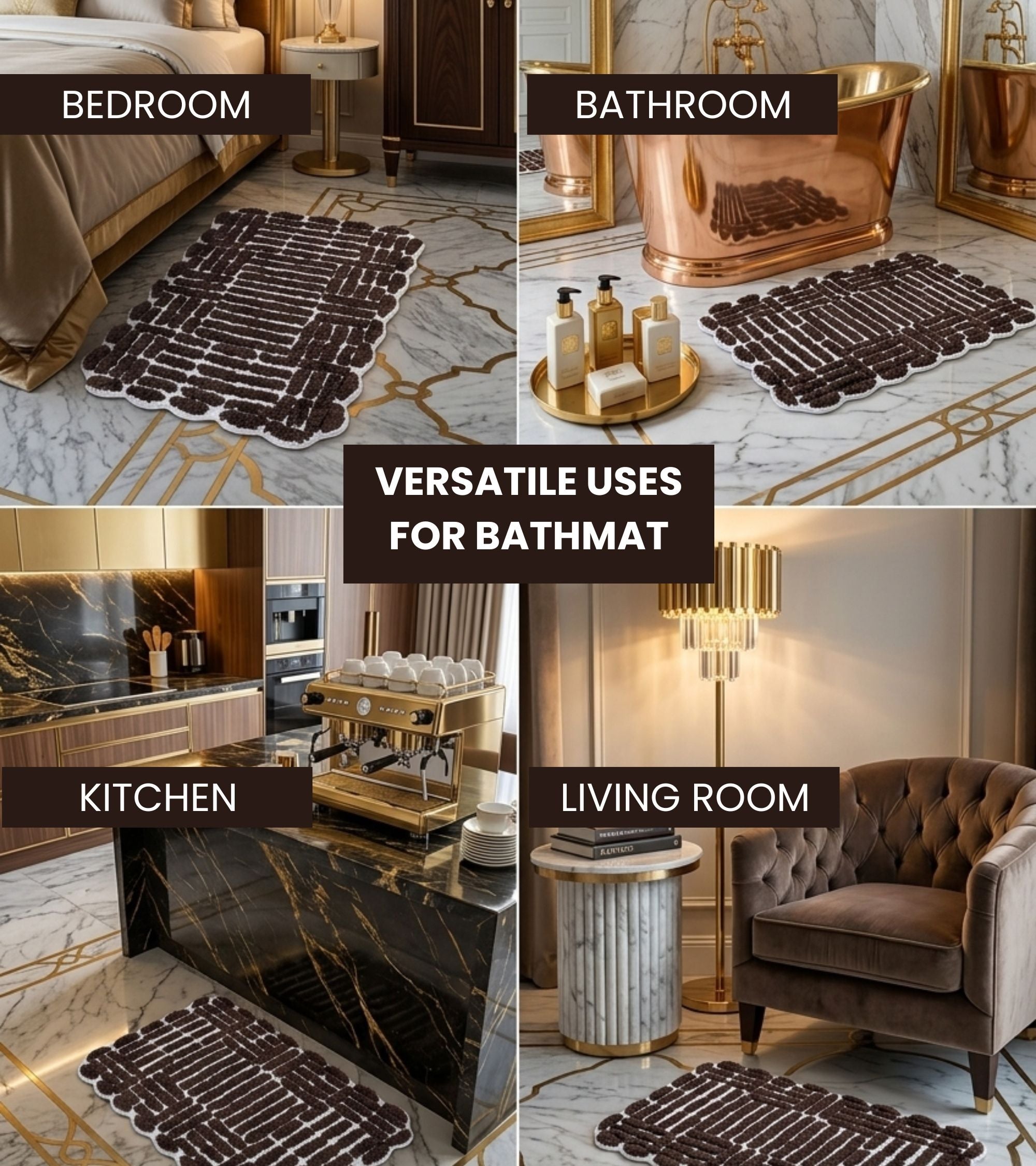 Premsons® Bath Mat Campos - Soft Absorbent Anti-Skid Bathroom Floor Mat - Quick Dry Shower Mat for Home