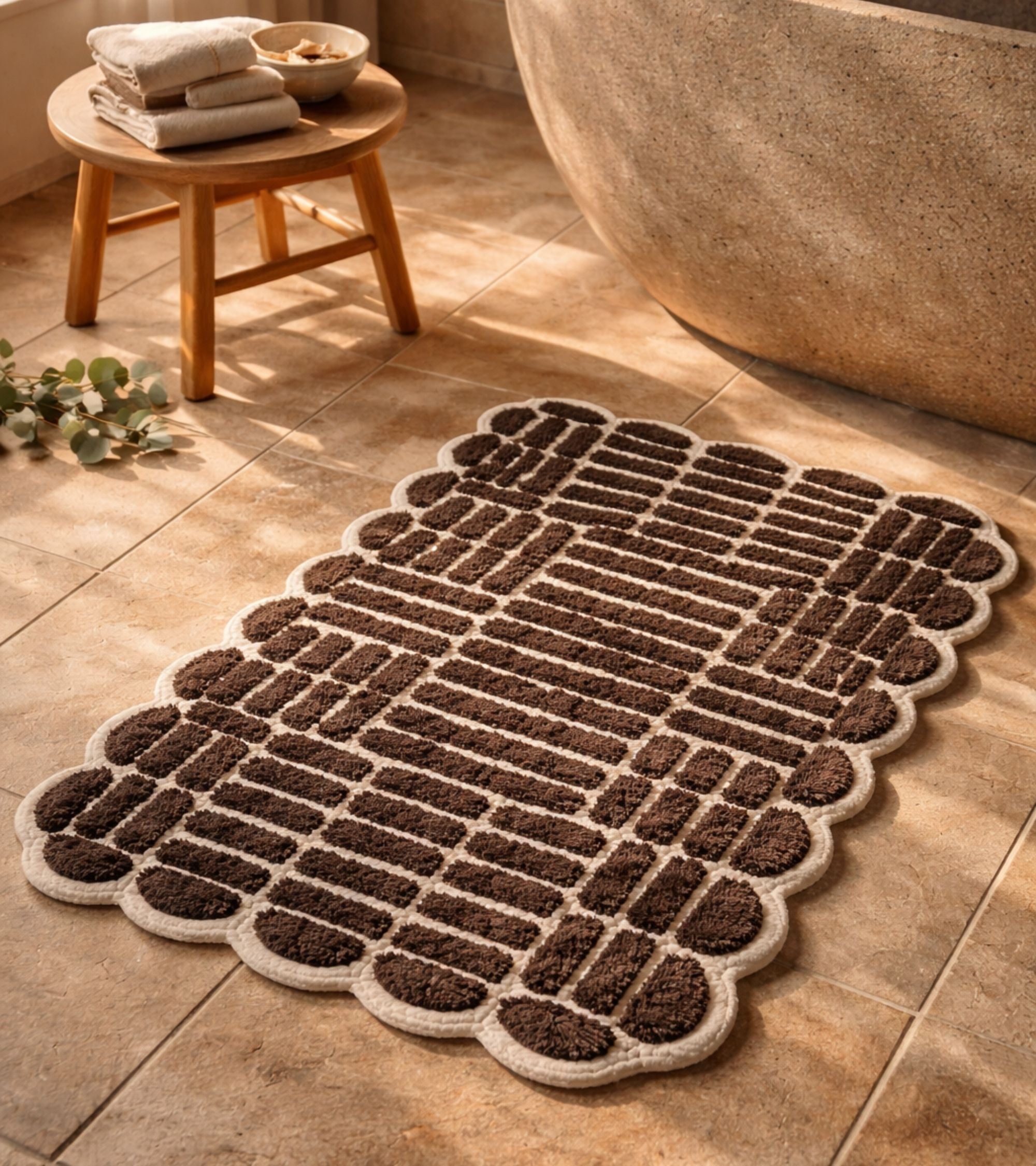 Premsons® Bath Mat Campos - Soft Absorbent Anti-Skid Bathroom Floor Mat - Quick Dry Shower Mat for Home