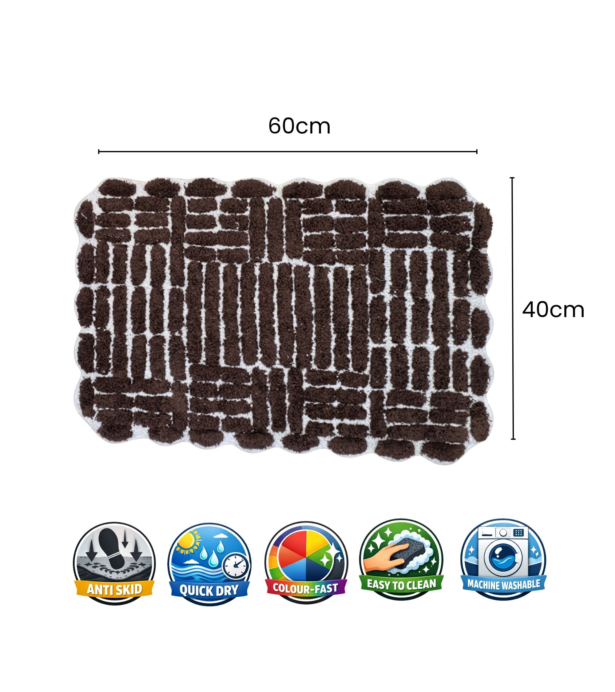 Premsons® Bath Mat Campos - Soft Absorbent Anti-Skid Bathroom Floor Mat - Quick Dry Shower Mat for Home