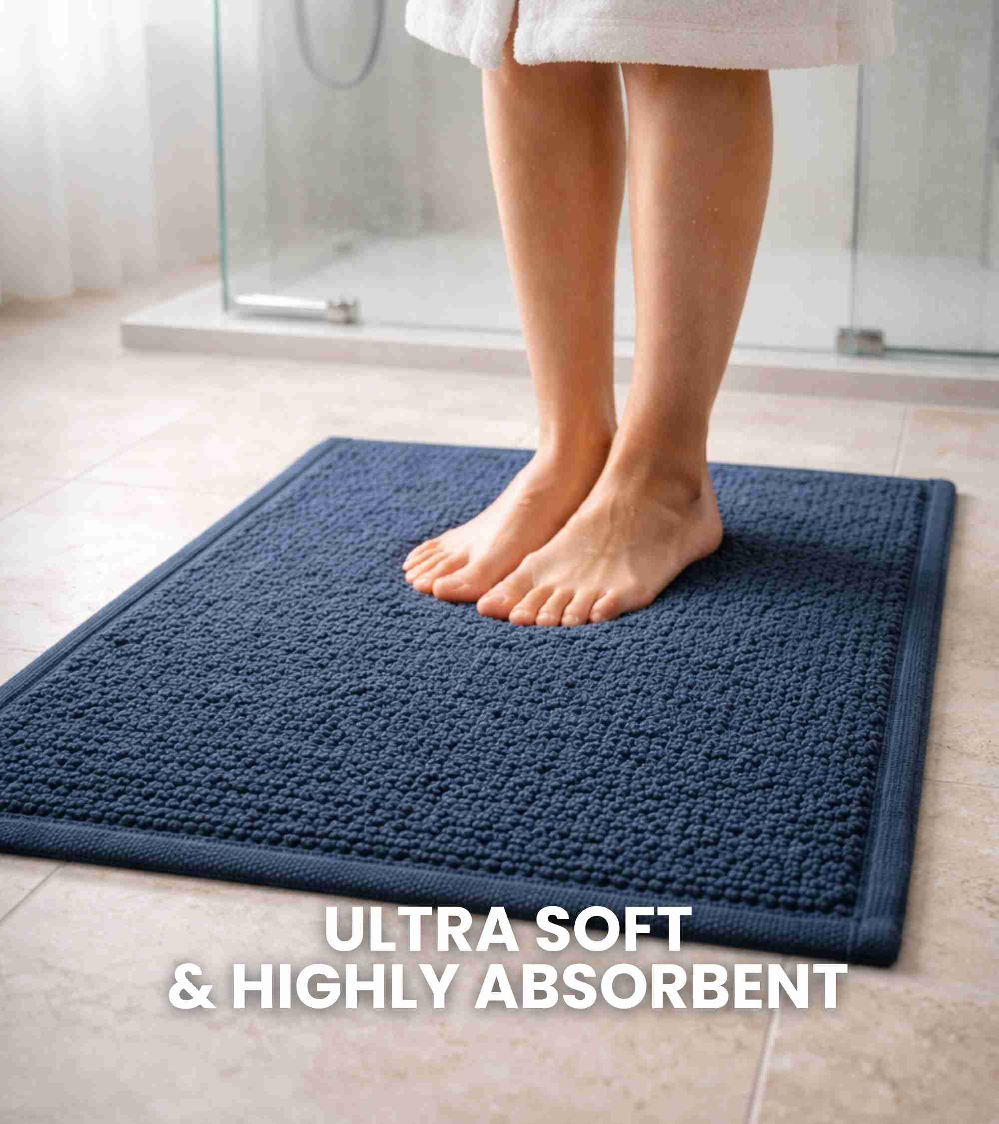 Premsons® Anti-Skid Bath Mat Frame | Super Soft, Water Absorbent, Quick Dry Bathroom Floor Mat for Shower & Home Use