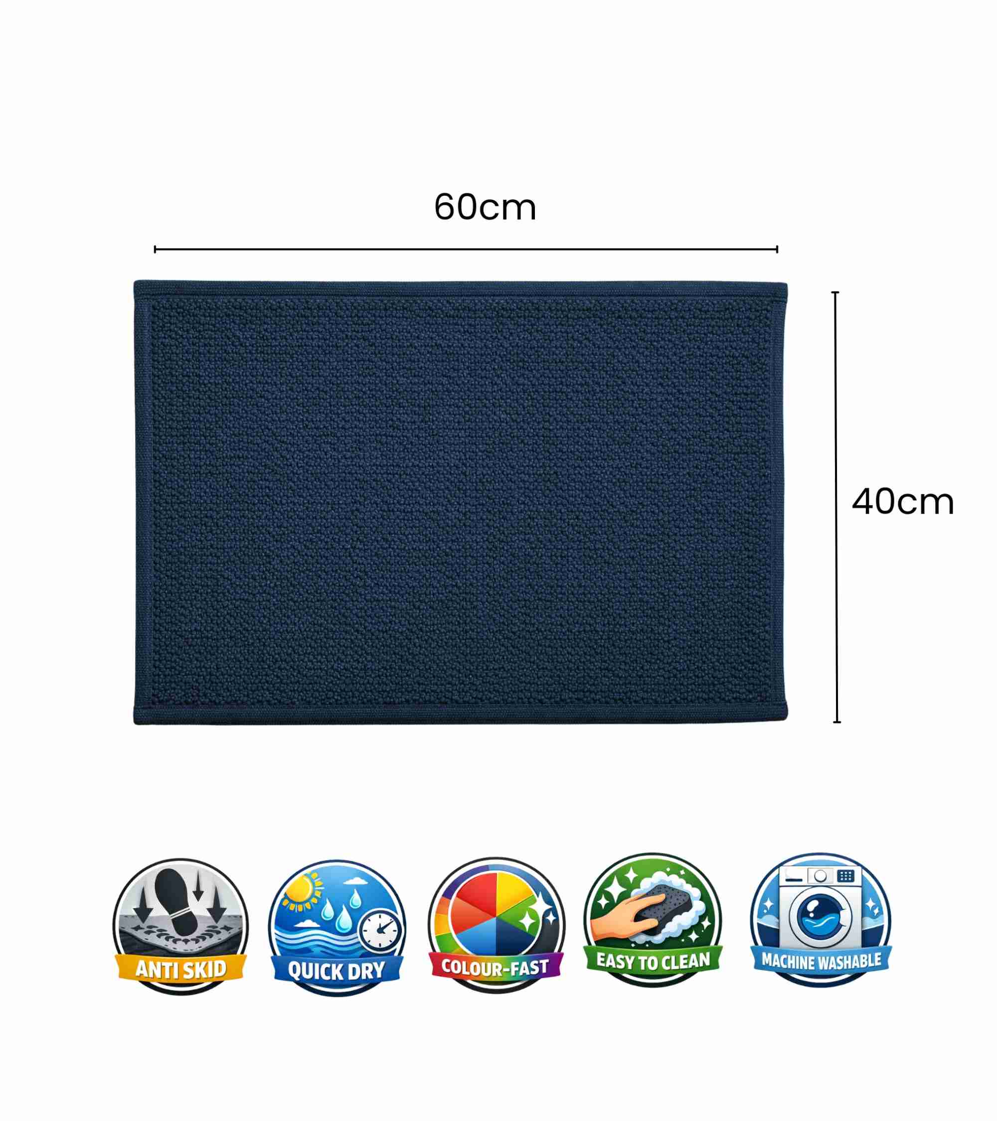 Premsons® Anti-Skid Bath Mat Frame | Super Soft, Water Absorbent, Quick Dry Bathroom Floor Mat for Shower & Home Use