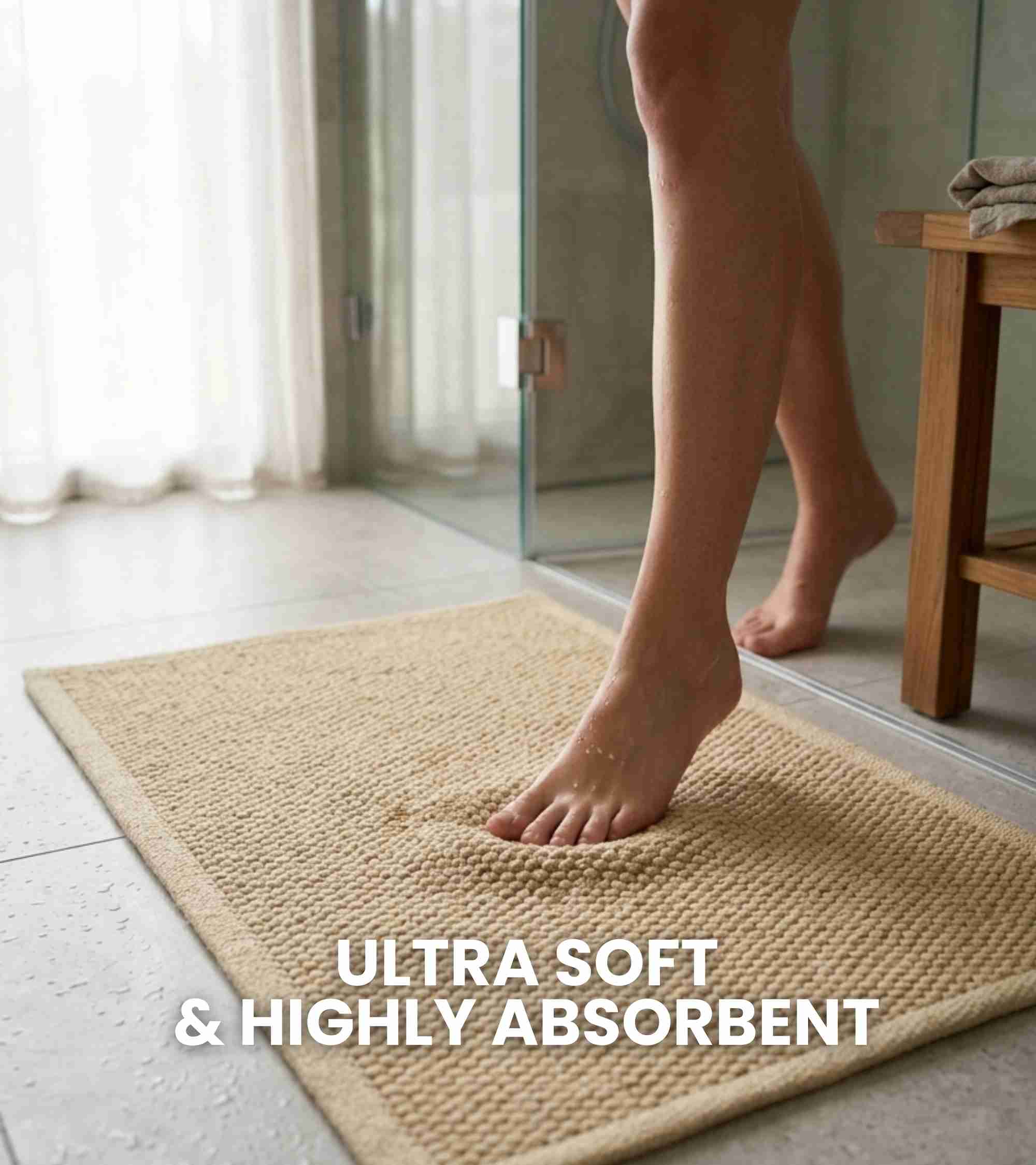 Premsons® Anti-Skid Bath Mat Frame | Super Soft, Water Absorbent, Quick Dry Bathroom Floor Mat for Shower & Home Use