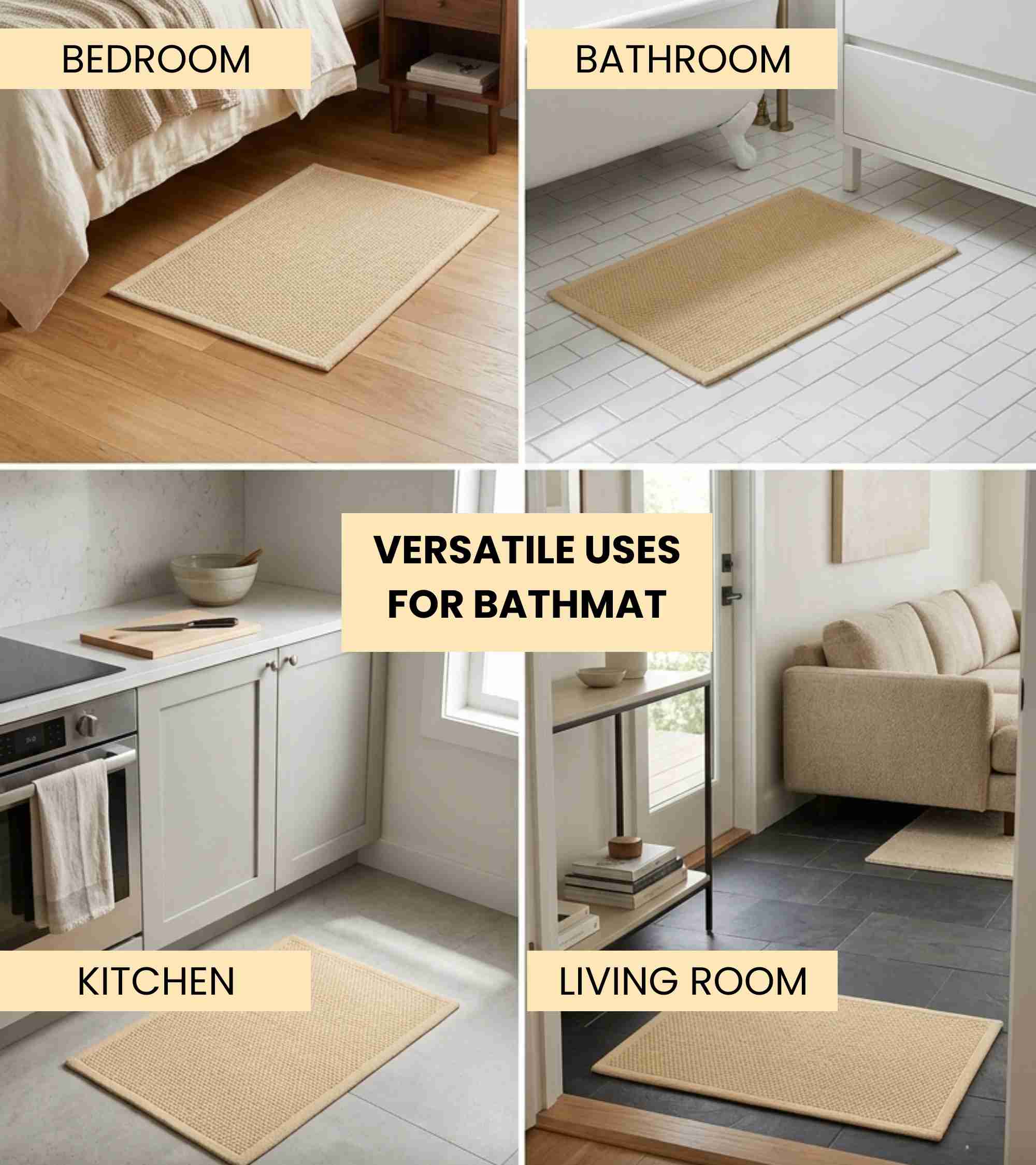 Premsons® Anti-Skid Bath Mat Frame | Super Soft, Water Absorbent, Quick Dry Bathroom Floor Mat for Shower & Home Use