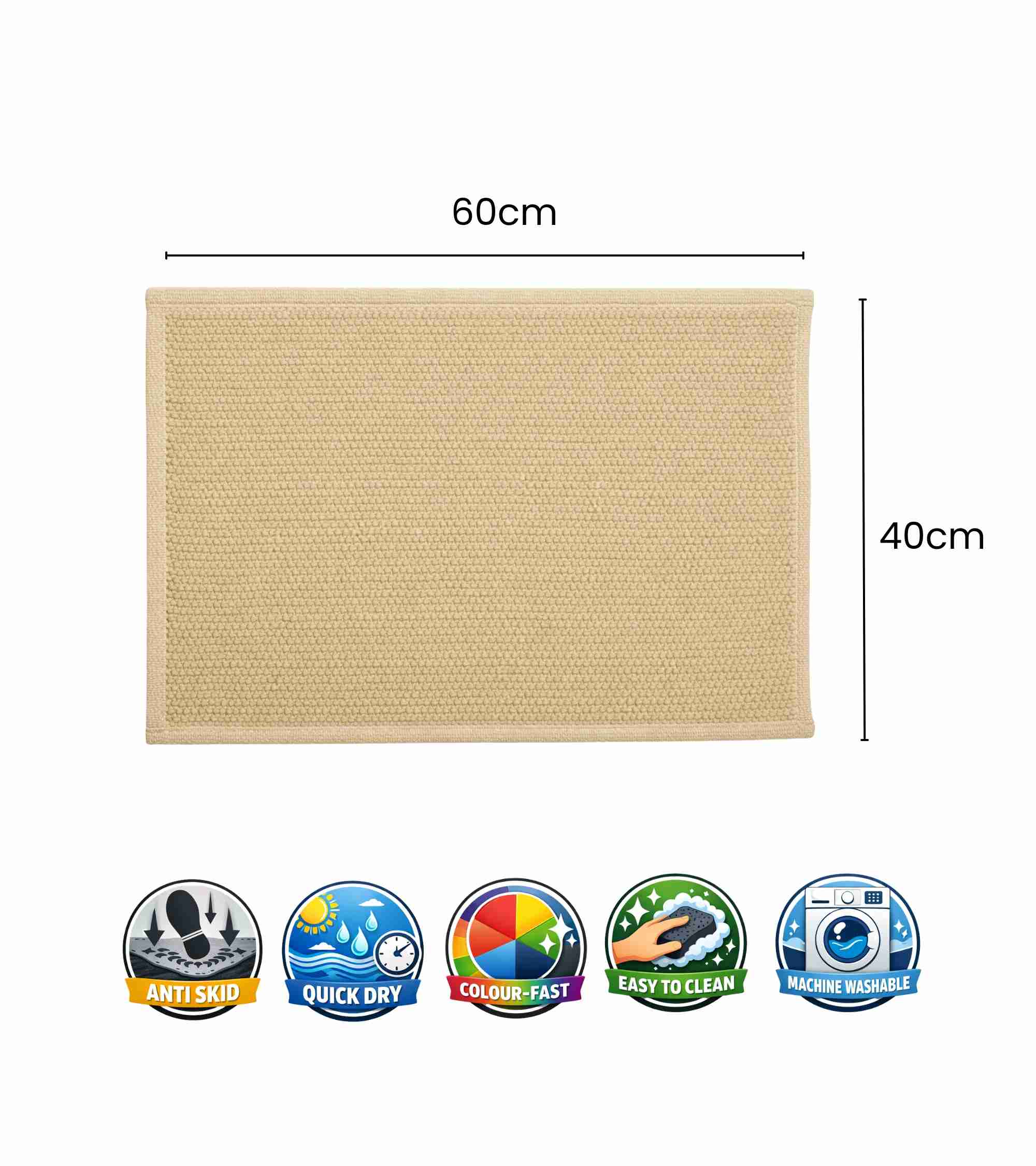 Premsons® Anti-Skid Bath Mat Frame | Super Soft, Water Absorbent, Quick Dry Bathroom Floor Mat for Shower & Home Use