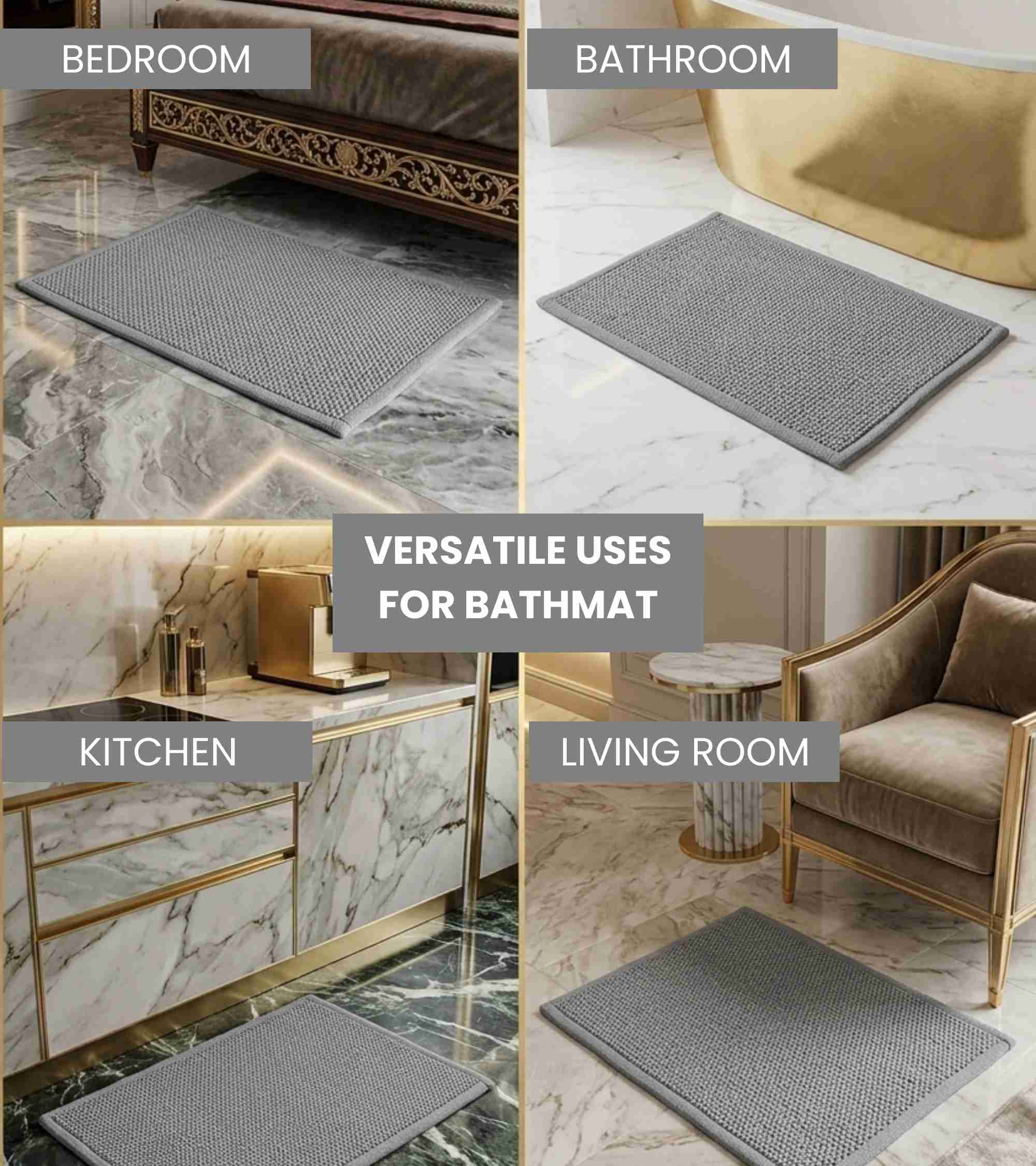 Premsons® Anti-Skid Bath Mat Frame | Super Soft, Water Absorbent, Quick Dry Bathroom Floor Mat for Shower & Home Use