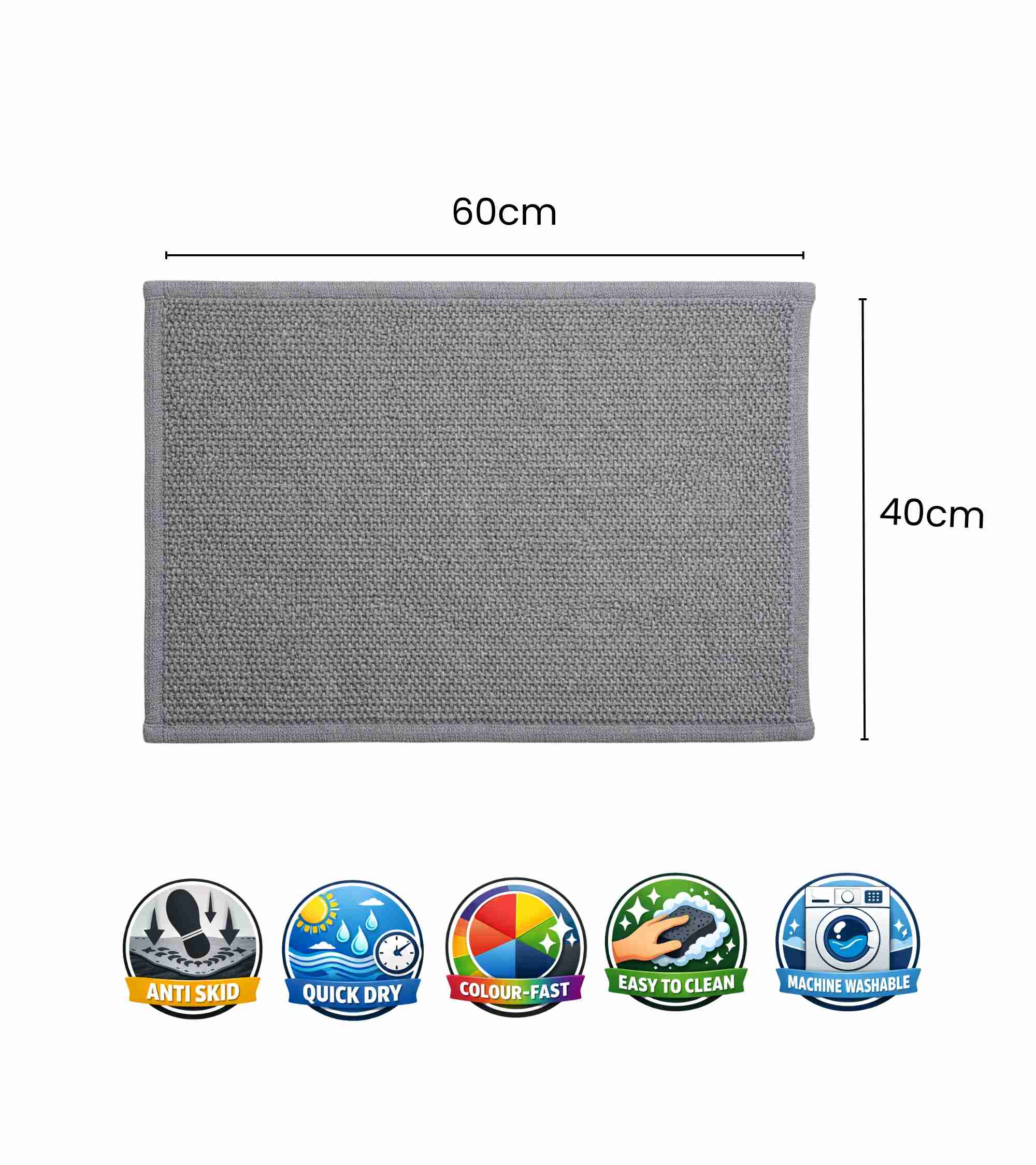 Premsons® Anti-Skid Bath Mat Frame | Super Soft, Water Absorbent, Quick Dry Bathroom Floor Mat for Shower & Home Use