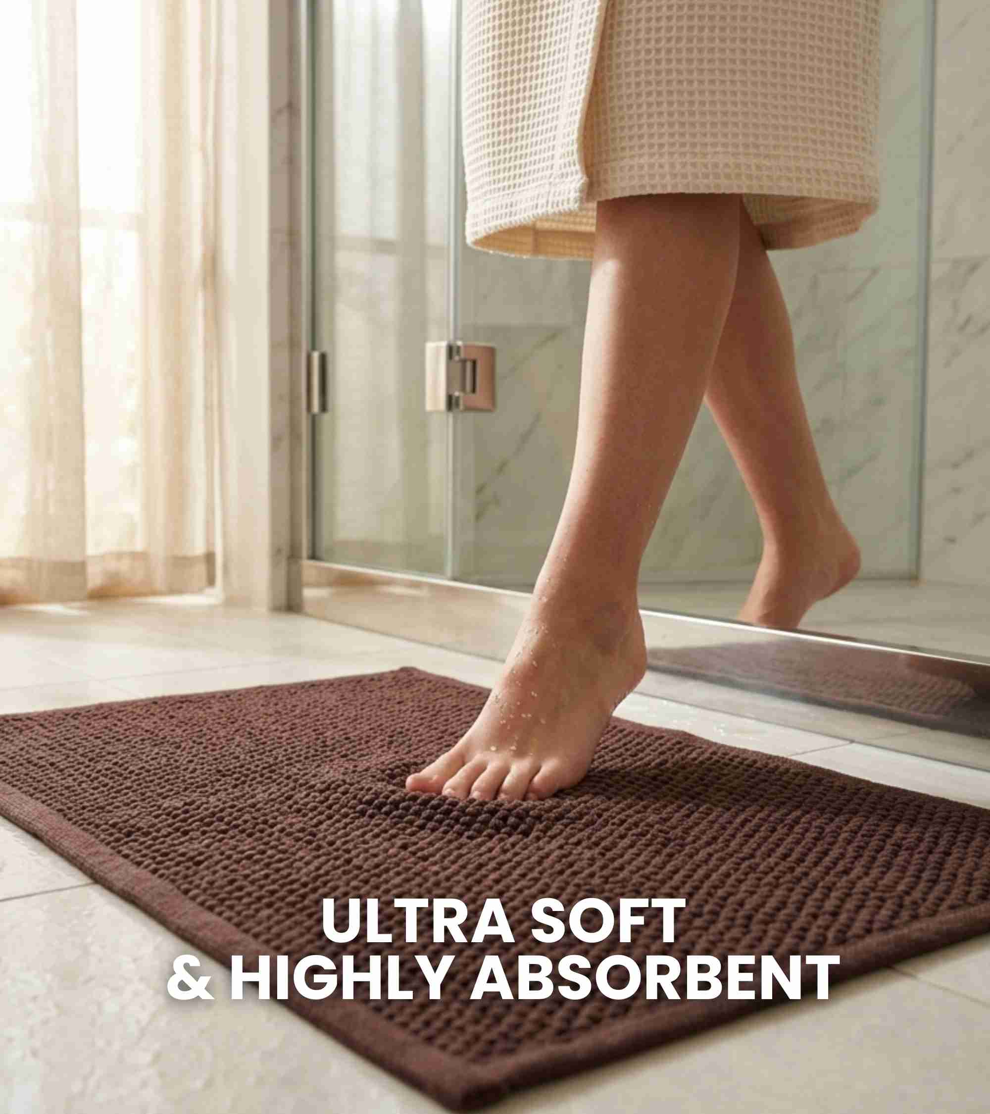 Premsons® Anti-Skid Bath Mat Frame | Super Soft, Water Absorbent, Quick Dry Bathroom Floor Mat for Shower & Home Use