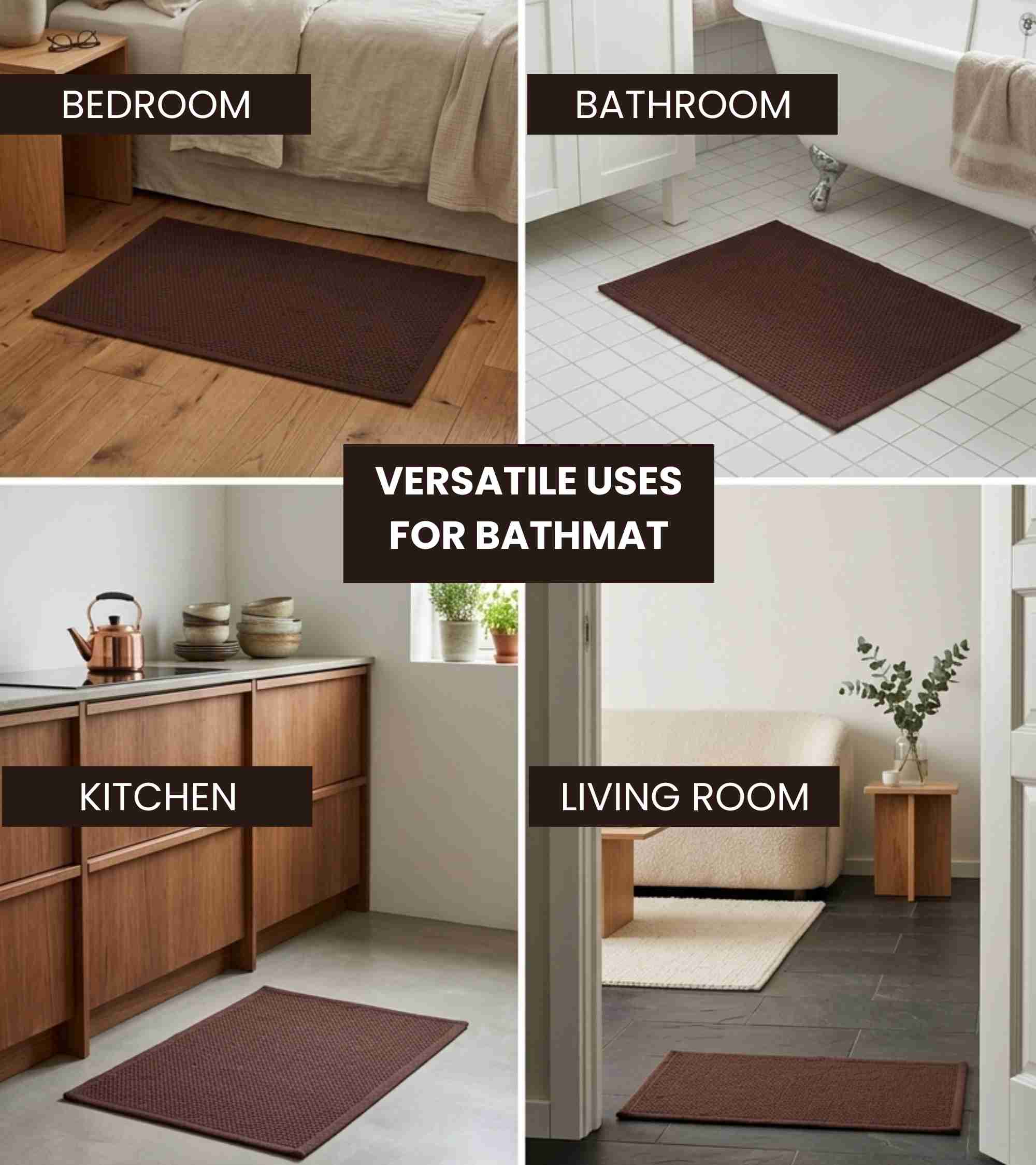 Premsons® Anti-Skid Bath Mat Frame | Super Soft, Water Absorbent, Quick Dry Bathroom Floor Mat for Shower & Home Use