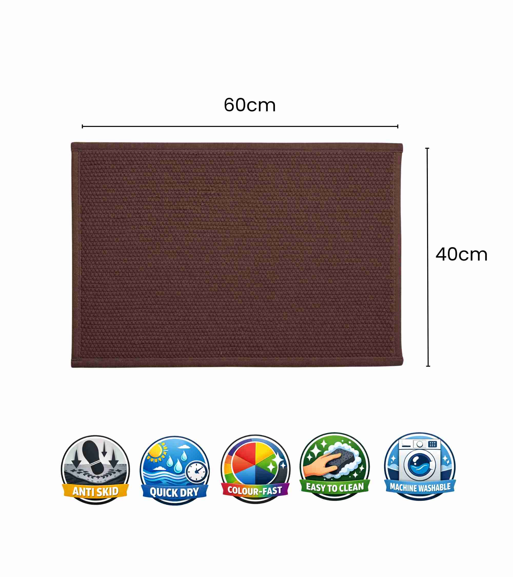 Premsons® Anti-Skid Bath Mat Frame | Super Soft, Water Absorbent, Quick Dry Bathroom Floor Mat for Shower & Home Use