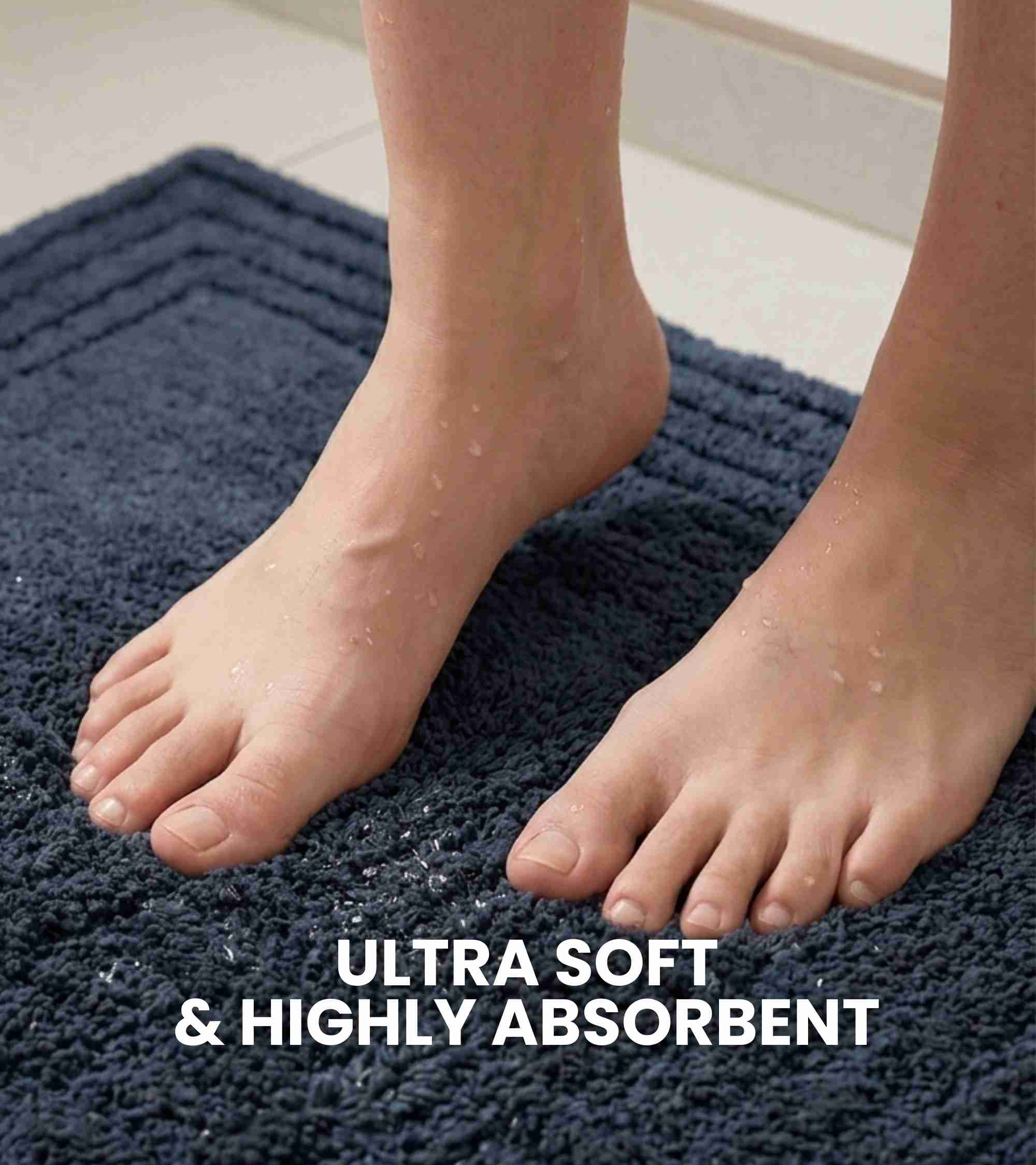 Premsons® Anti-Skid Bath Mat Line Frame | Super Soft, Water Absorbent, Quick Dry Bathroom Floor Mat for Shower & Home Use
