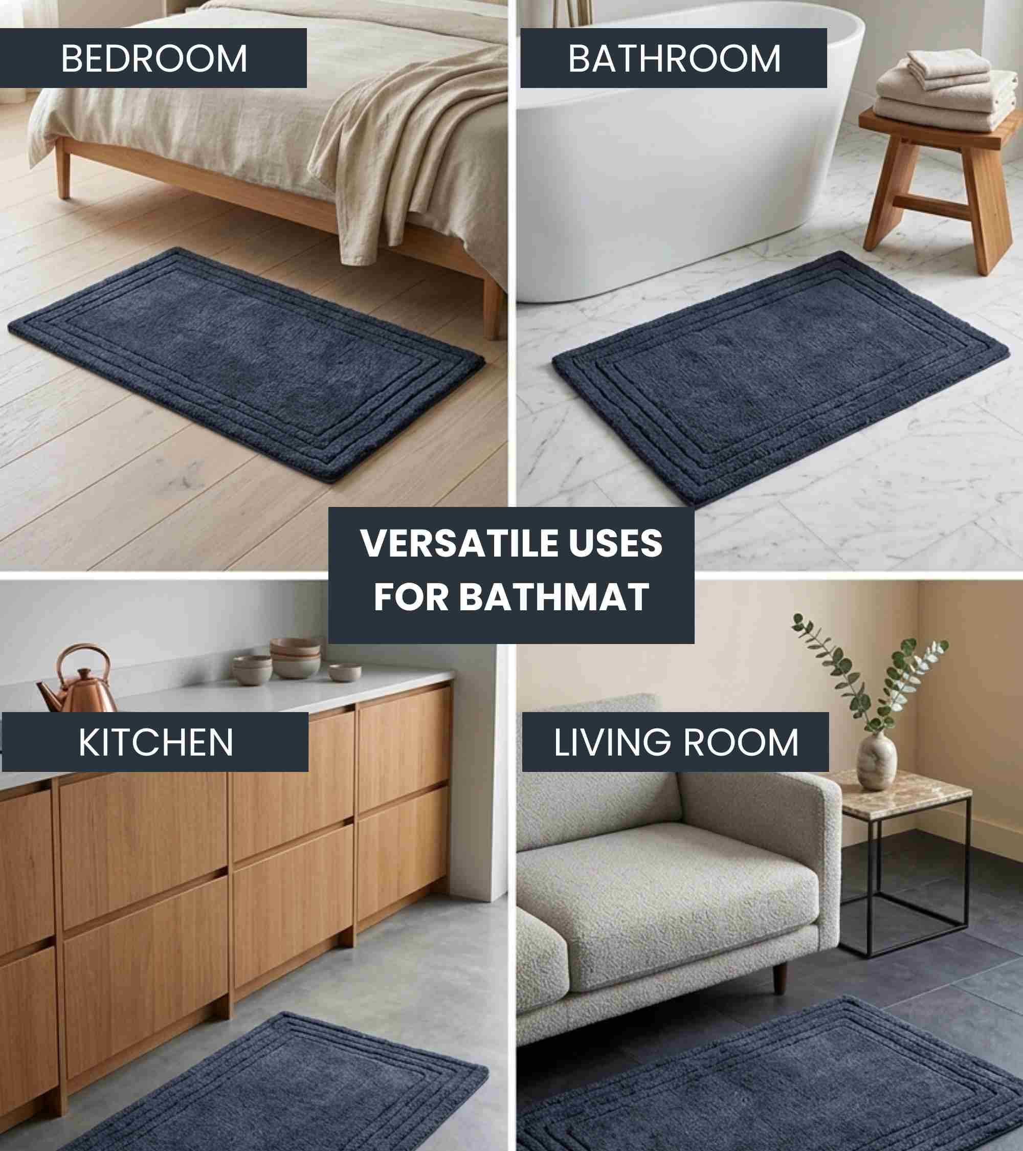 Premsons® Anti-Skid Bath Mat Line Frame | Super Soft, Water Absorbent, Quick Dry Bathroom Floor Mat for Shower & Home Use
