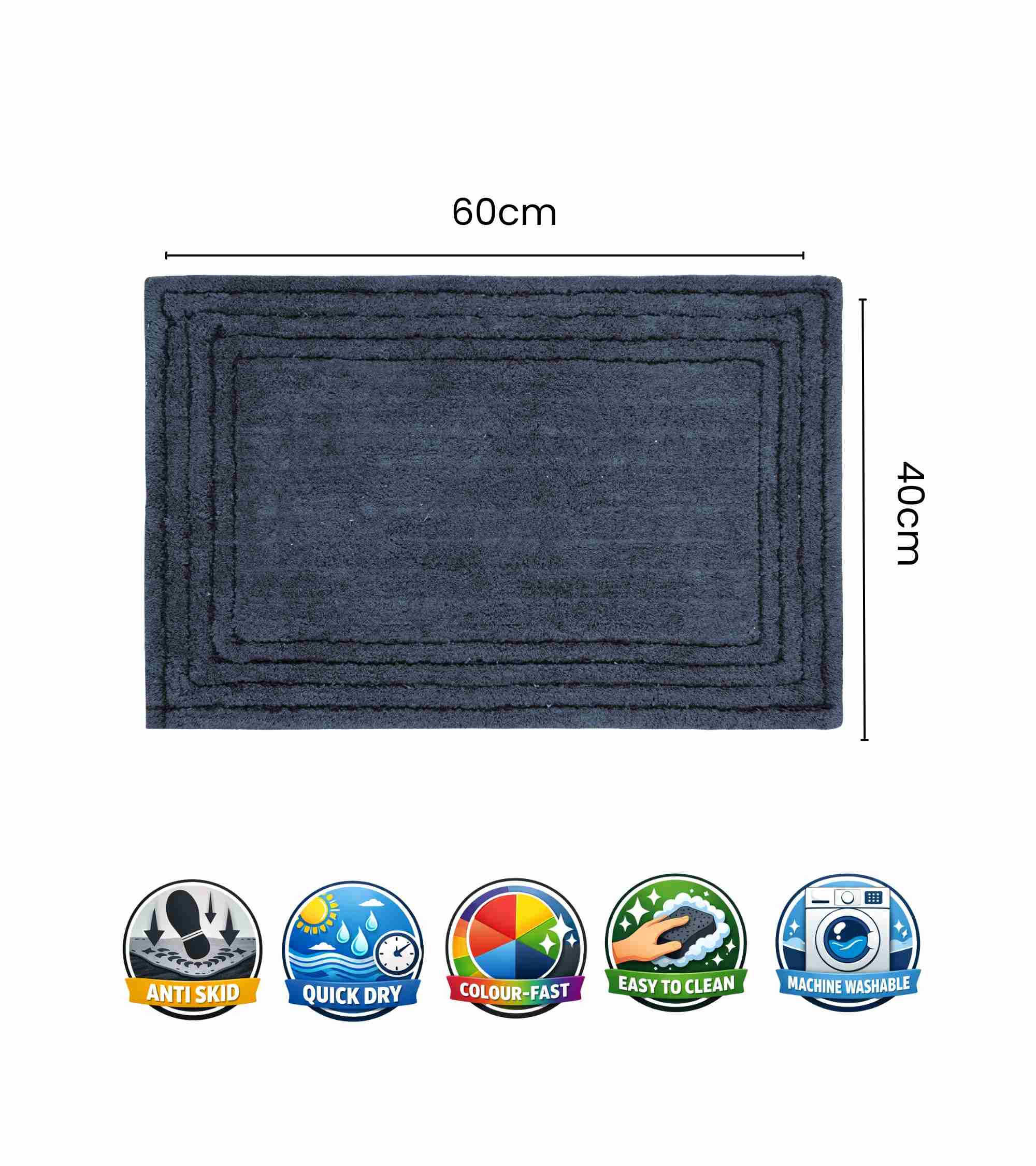 Premsons® Anti-Skid Bath Mat Line Frame | Super Soft, Water Absorbent, Quick Dry Bathroom Floor Mat for Shower & Home Use