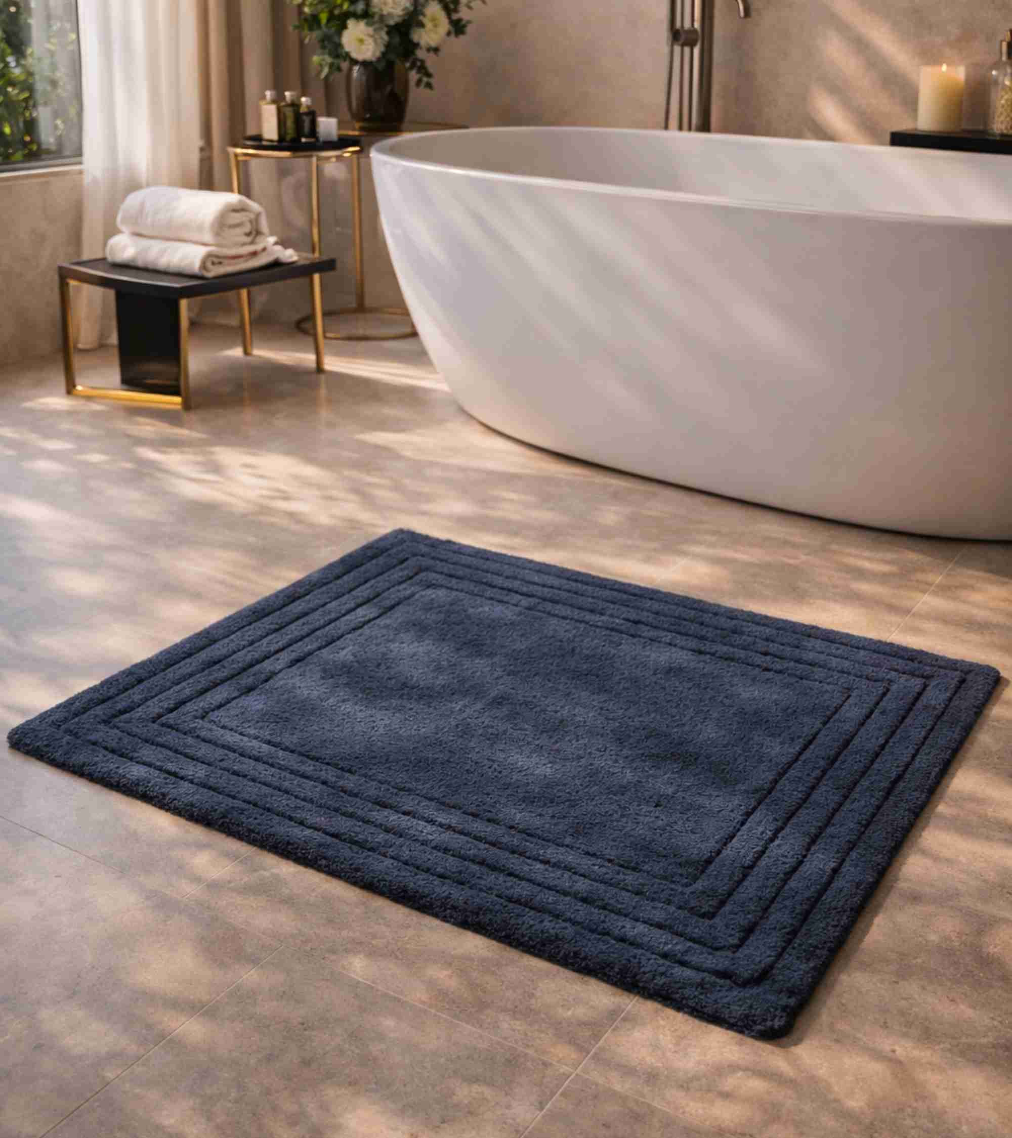 Premsons® Anti-Skid Bath Mat Line Frame | Super Soft, Water Absorbent, Quick Dry Bathroom Floor Mat for Shower & Home Use