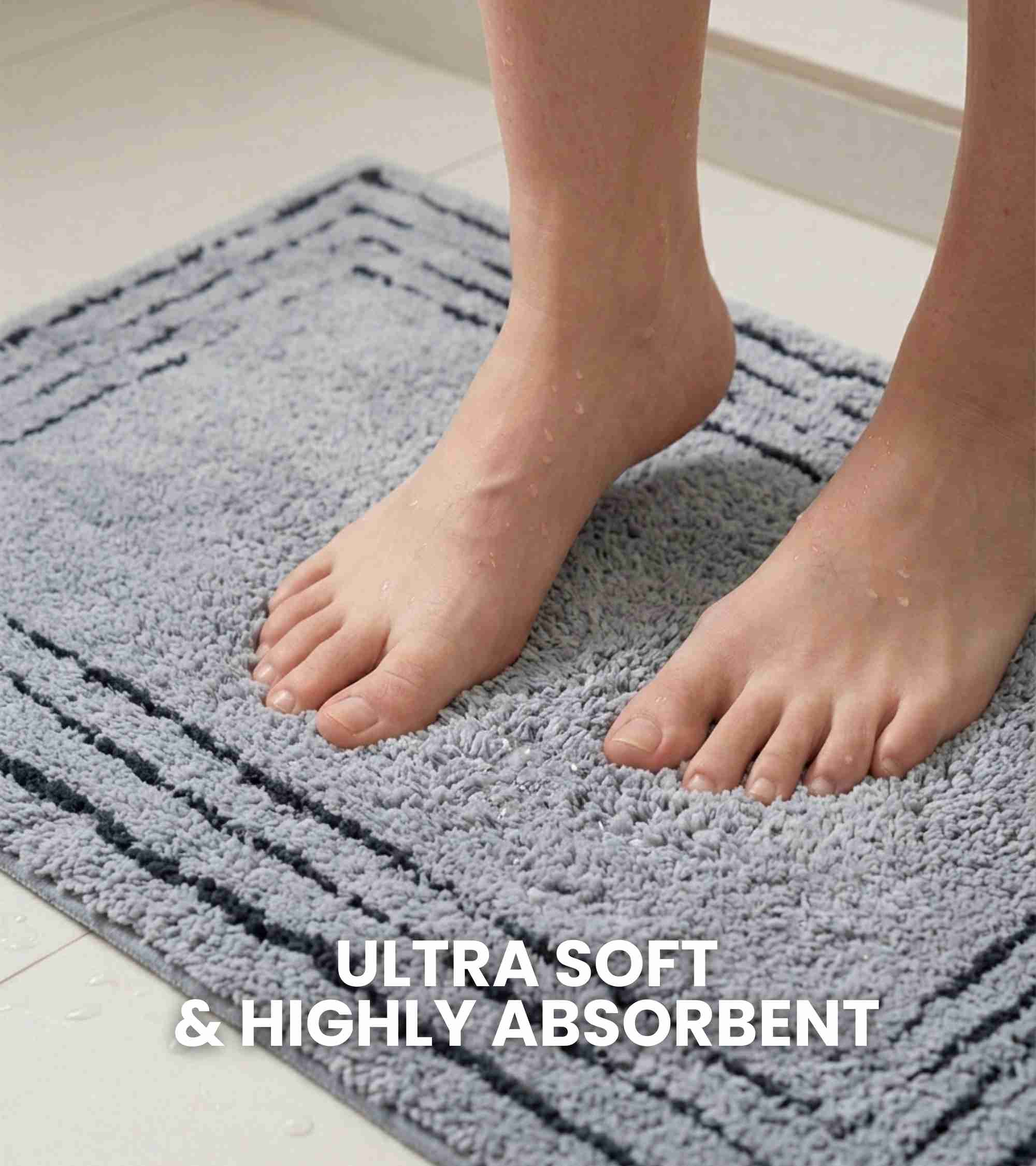 Premsons® Anti-Skid Bath Mat Line Frame | Super Soft, Water Absorbent, Quick Dry Bathroom Floor Mat for Shower & Home Use