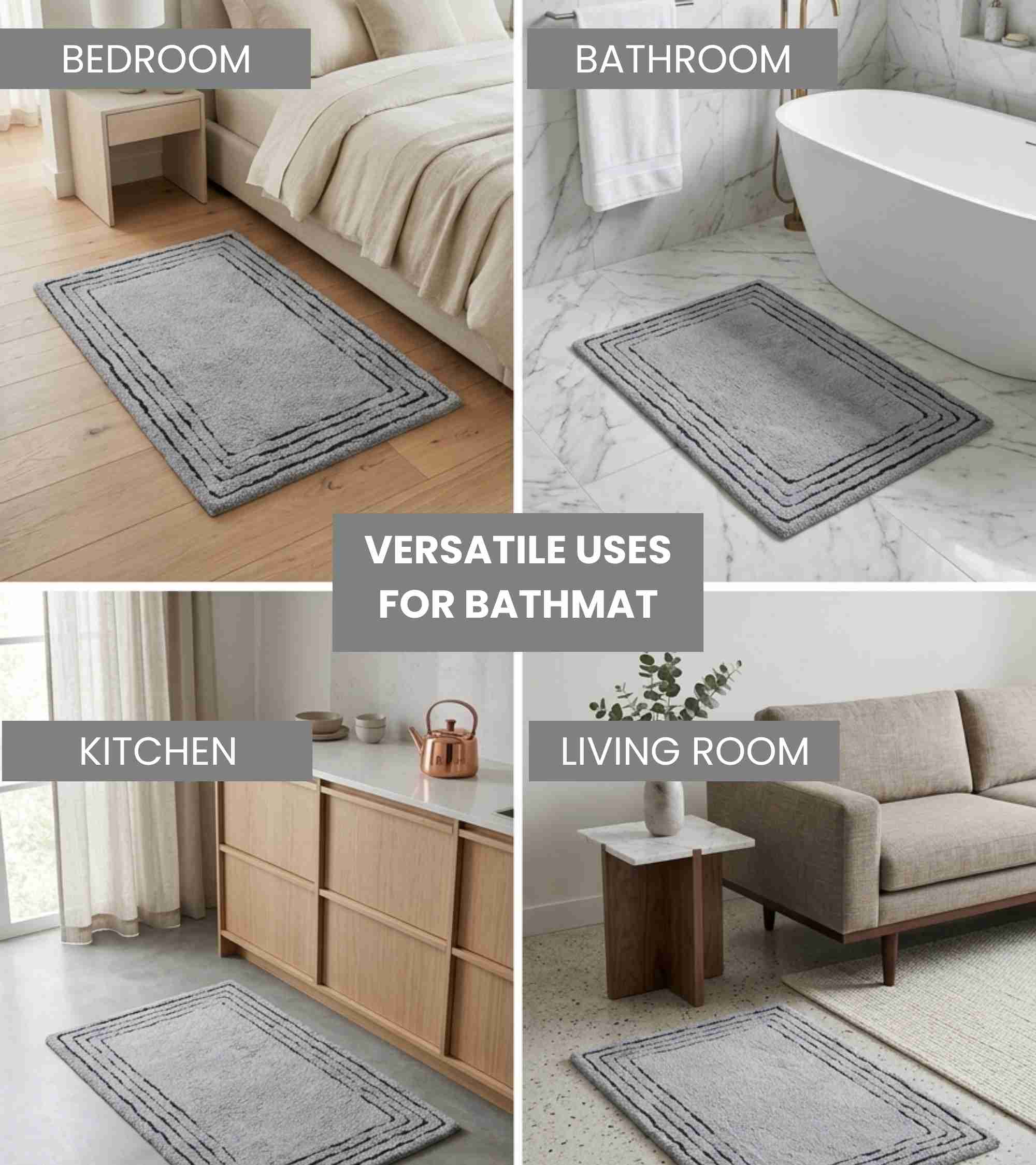 Premsons® Anti-Skid Bath Mat Line Frame | Super Soft, Water Absorbent, Quick Dry Bathroom Floor Mat for Shower & Home Use