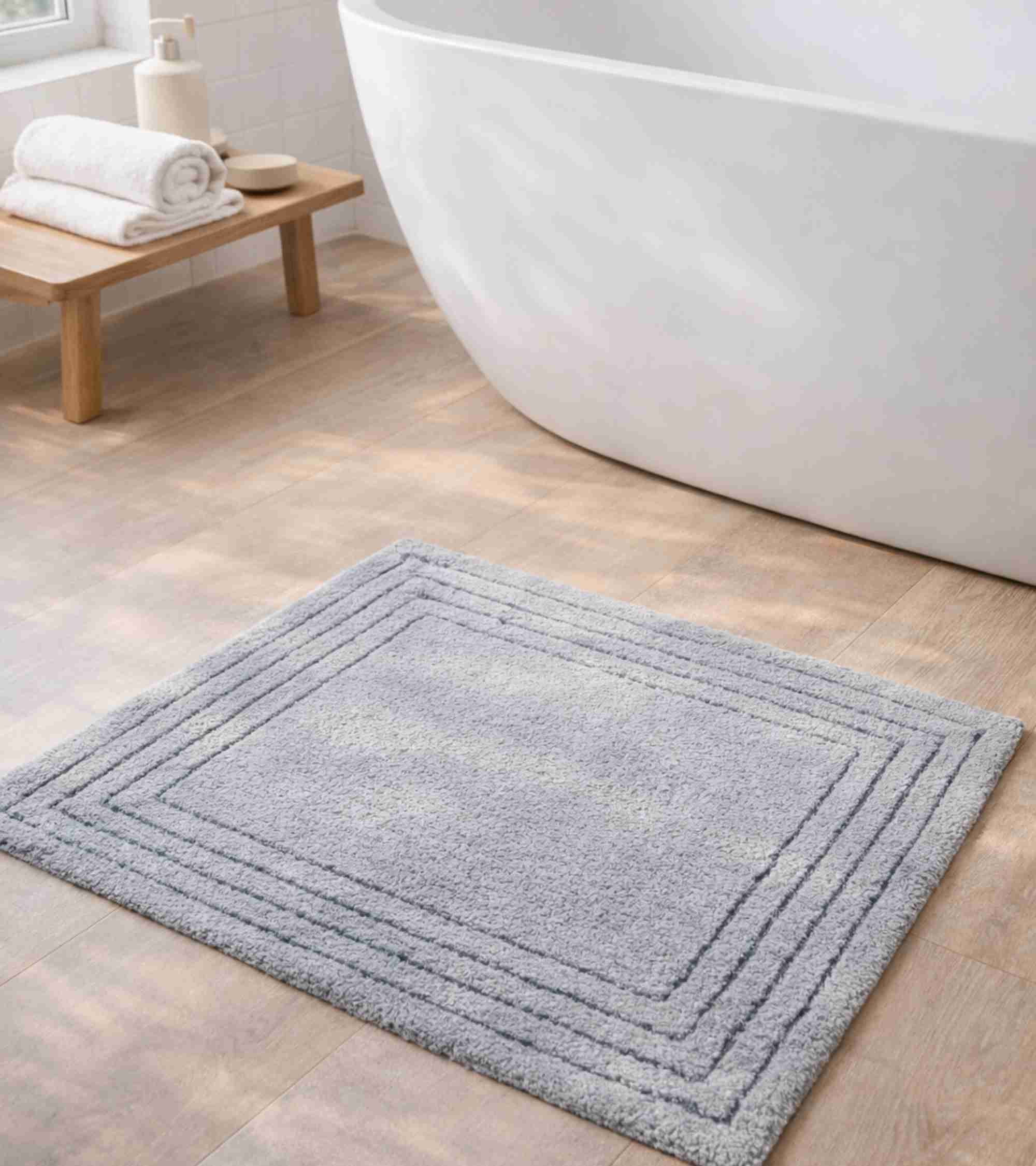 Premsons® Anti-Skid Bath Mat Line Frame | Super Soft, Water Absorbent, Quick Dry Bathroom Floor Mat for Shower & Home Use