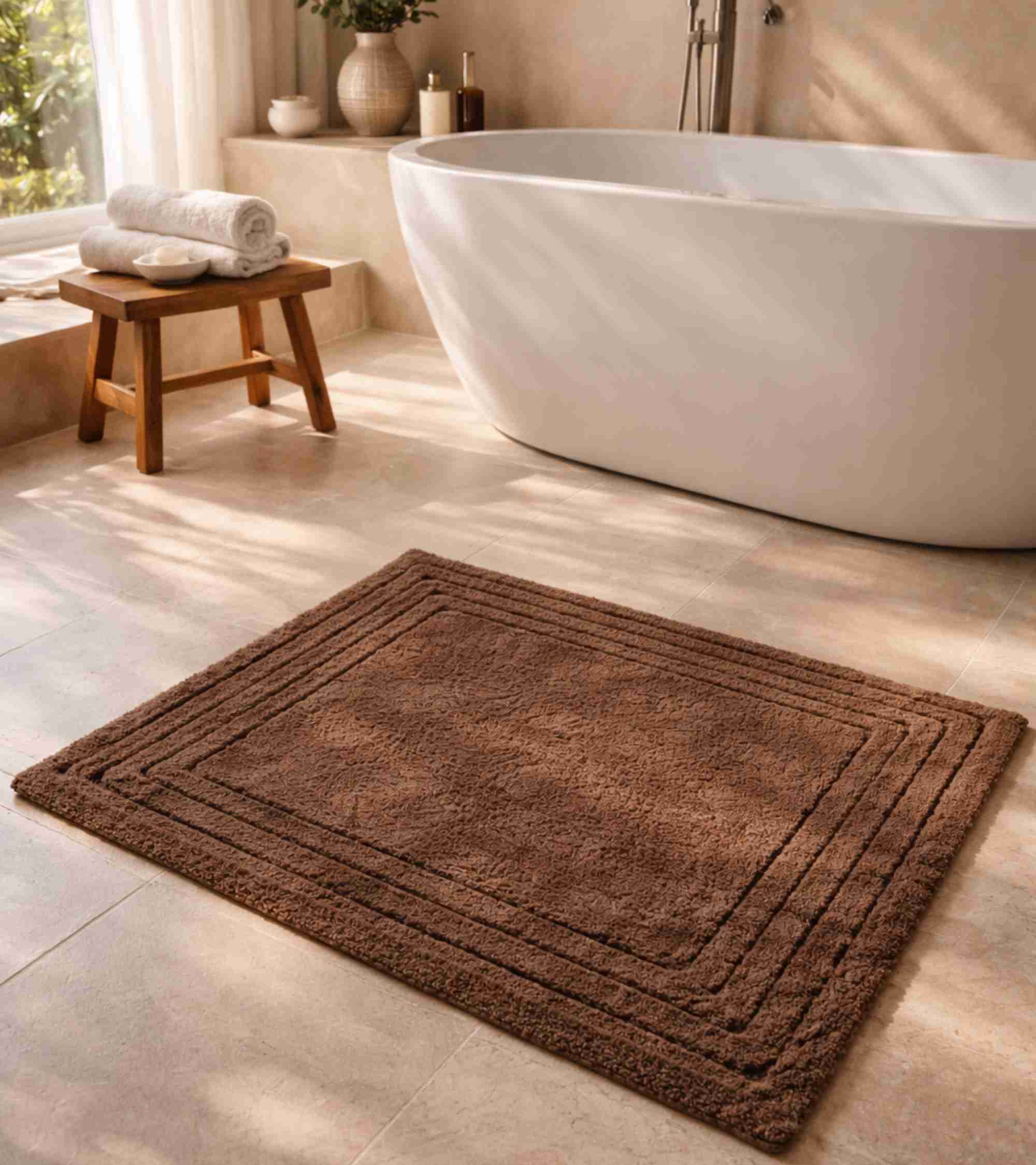 Premsons® Anti-Skid Bath Mat Line Frame | Super Soft, Water Absorbent, Quick Dry Bathroom Floor Mat for Shower & Home Use