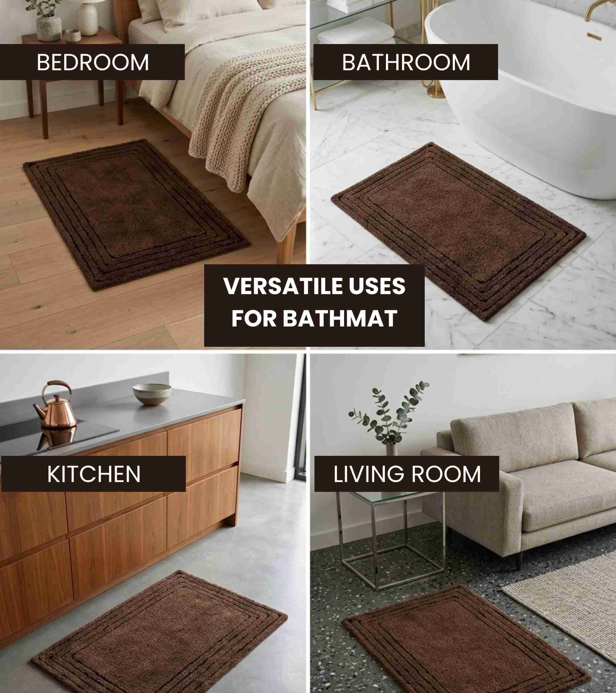 Premsons® Anti-Skid Bath Mat Line Frame | Super Soft, Water Absorbent, Quick Dry Bathroom Floor Mat for Shower & Home Use