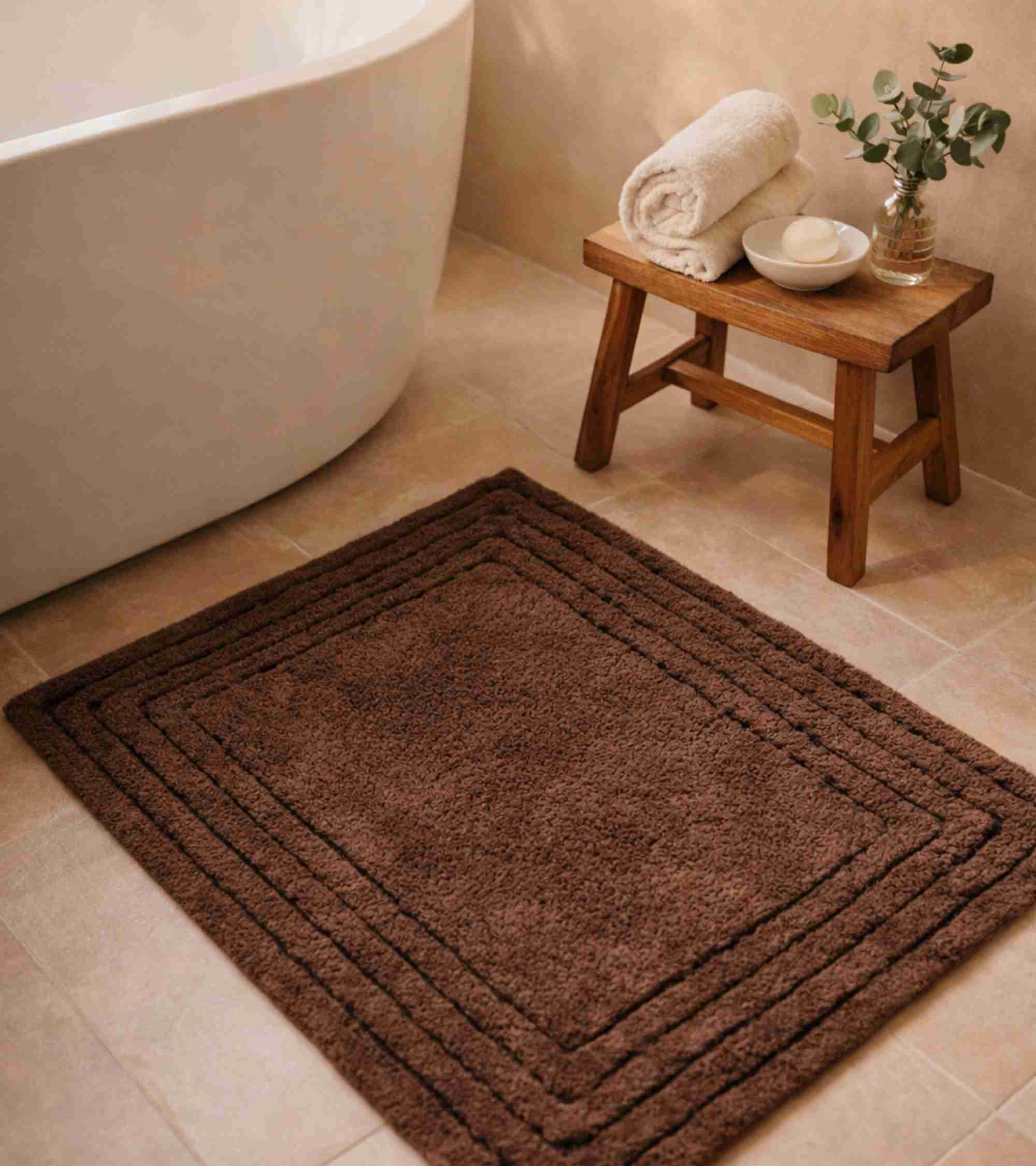 Premsons® Anti-Skid Bath Mat Line Frame | Super Soft, Water Absorbent, Quick Dry Bathroom Floor Mat for Shower & Home Use
