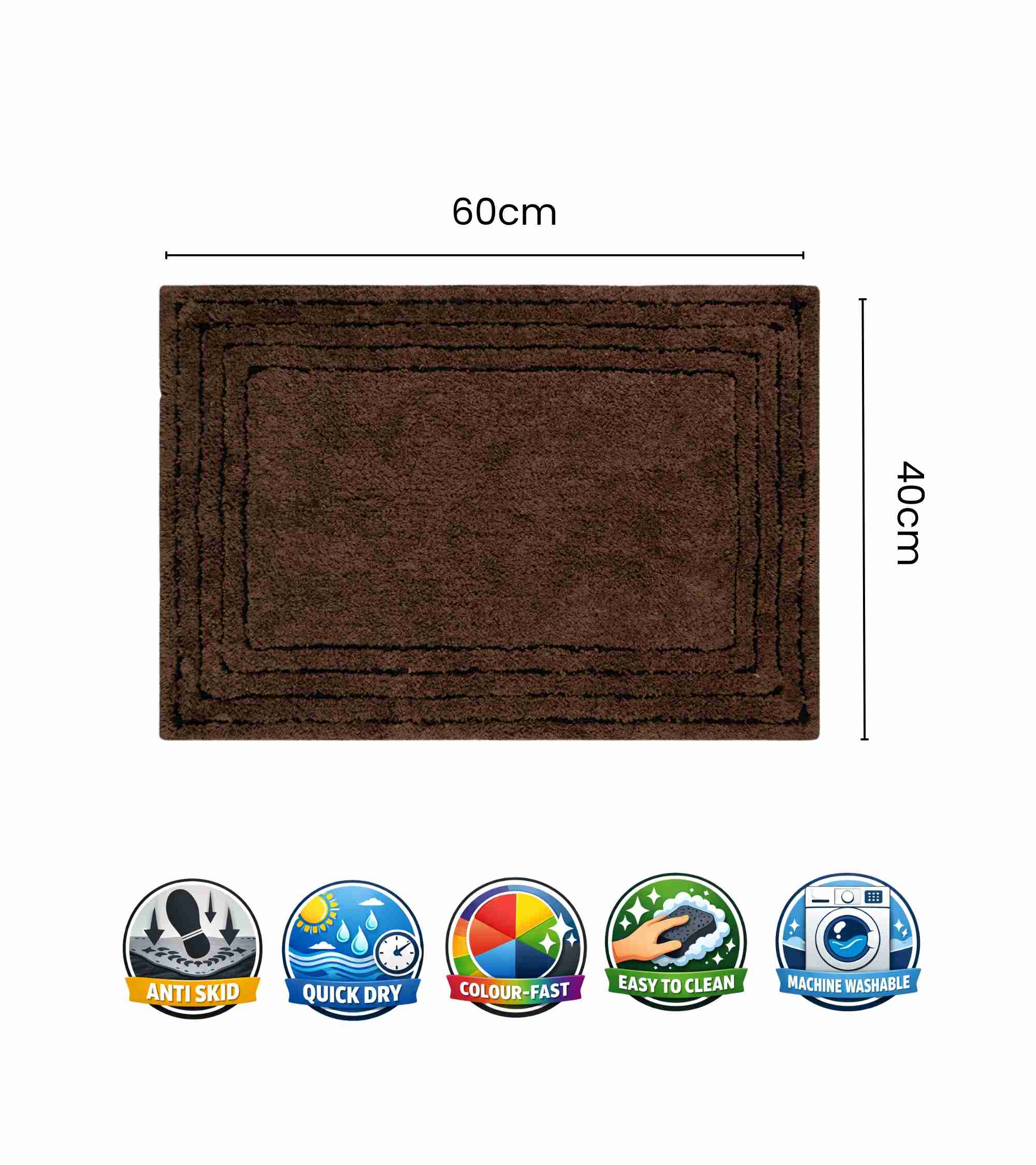 Premsons® Anti-Skid Bath Mat Line Frame | Super Soft, Water Absorbent, Quick Dry Bathroom Floor Mat for Shower & Home Use