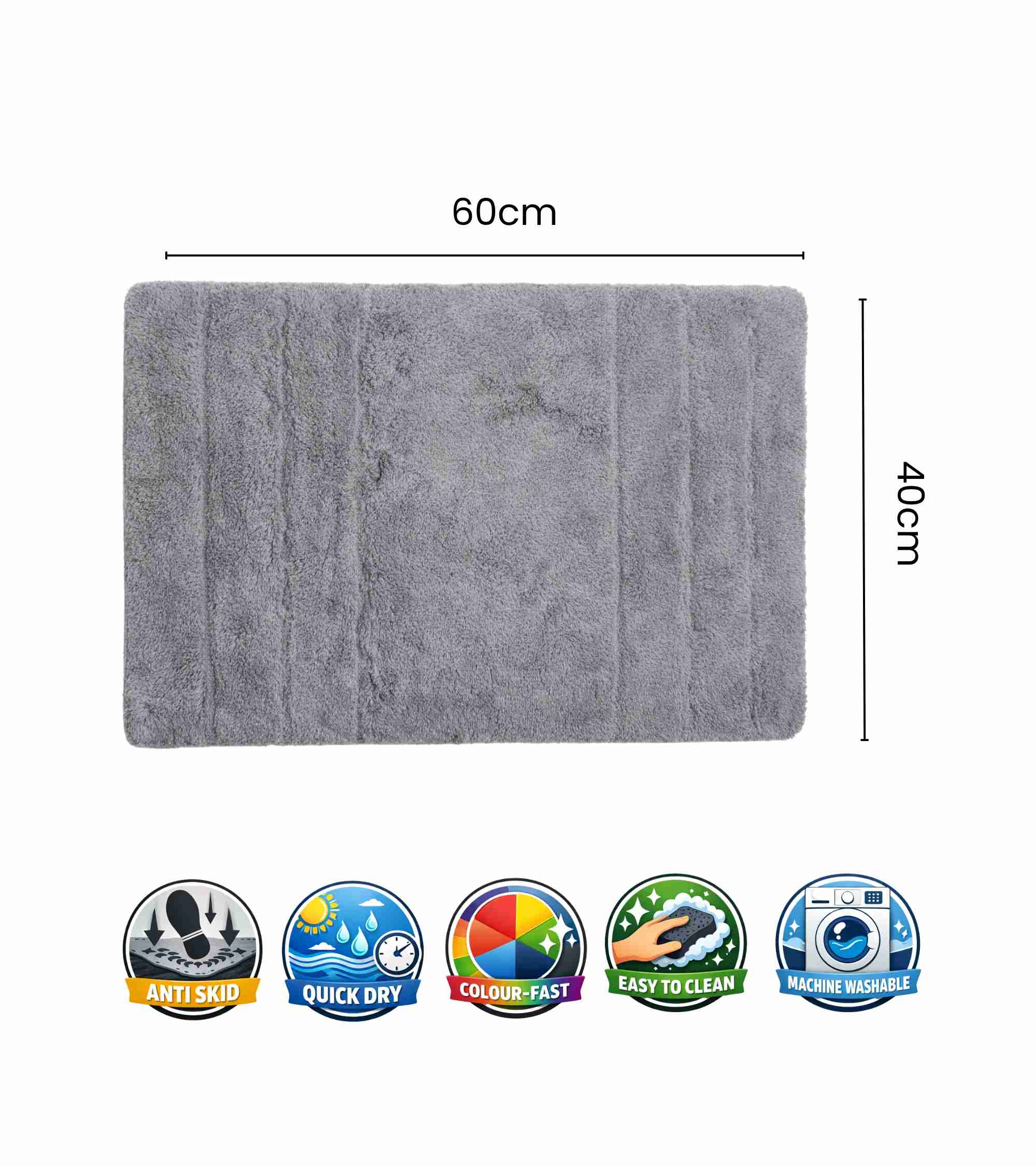 Premsons® Premium Luxury Collection Bath Mat (40x60 cm) | Plush, Non-Slip, Quick Dry Bathroom Mat for Shower, Spa & Home