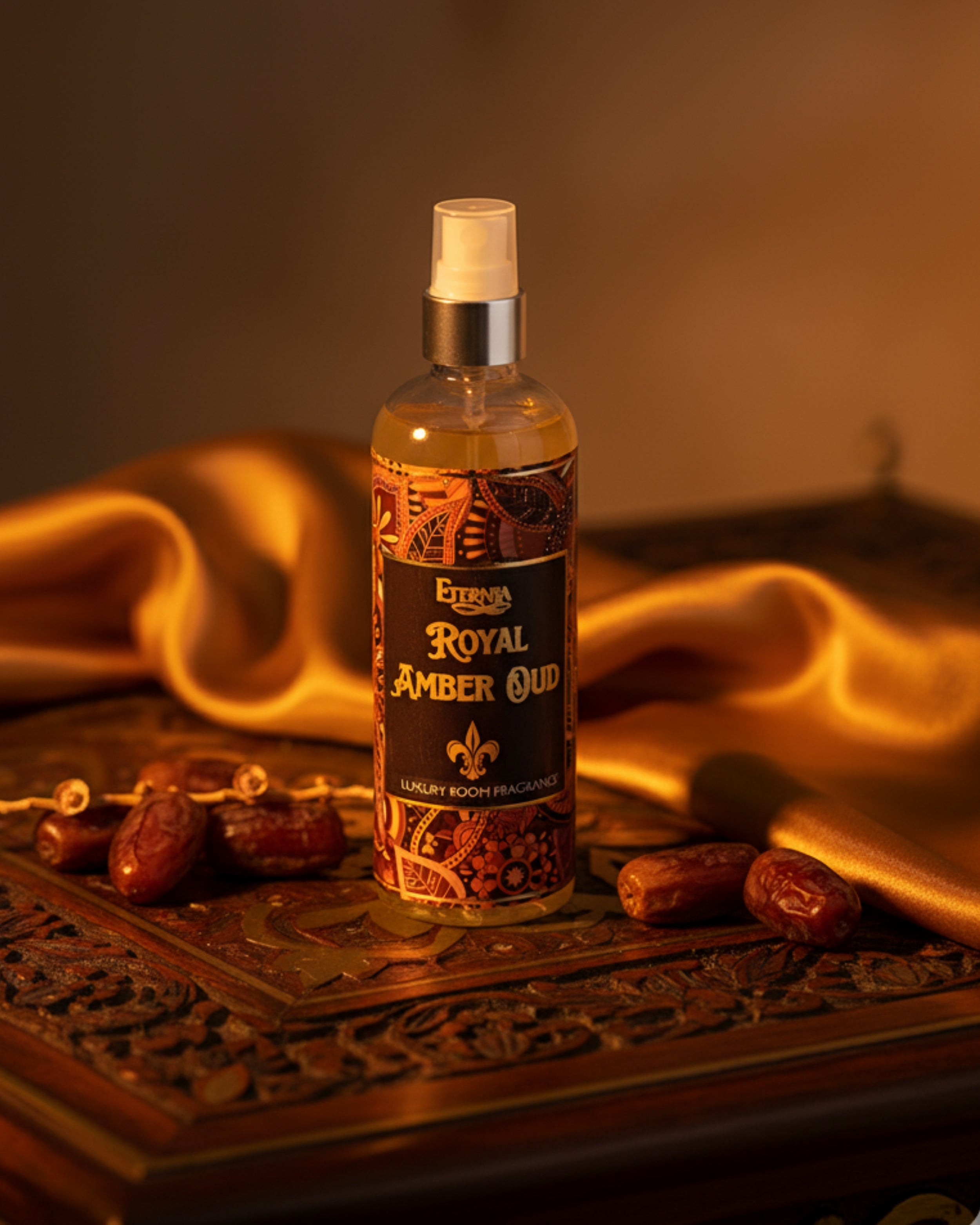 Eternia® Royal Amber Oud Room Spray – Warm Woody & Amber Aroma | Long-Lasting Premium Air Freshener for Home, Office & Living Spaces – 200ml