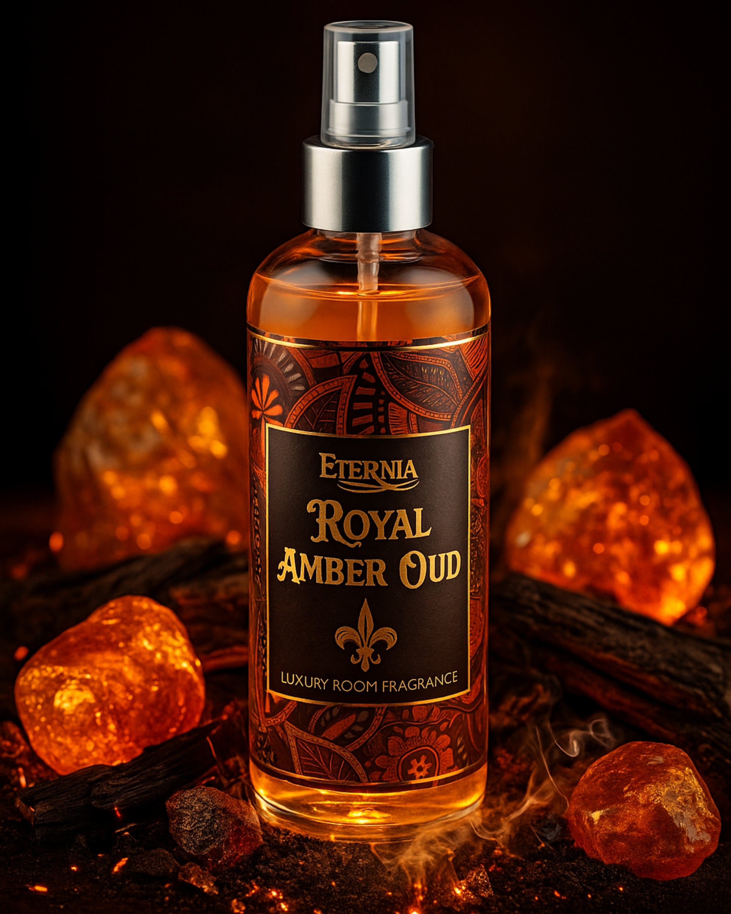 Eternia® Royal Amber Oud Room Spray – Warm Woody & Amber Aroma | Long-Lasting Premium Air Freshener for Home, Office & Living Spaces – 200ml