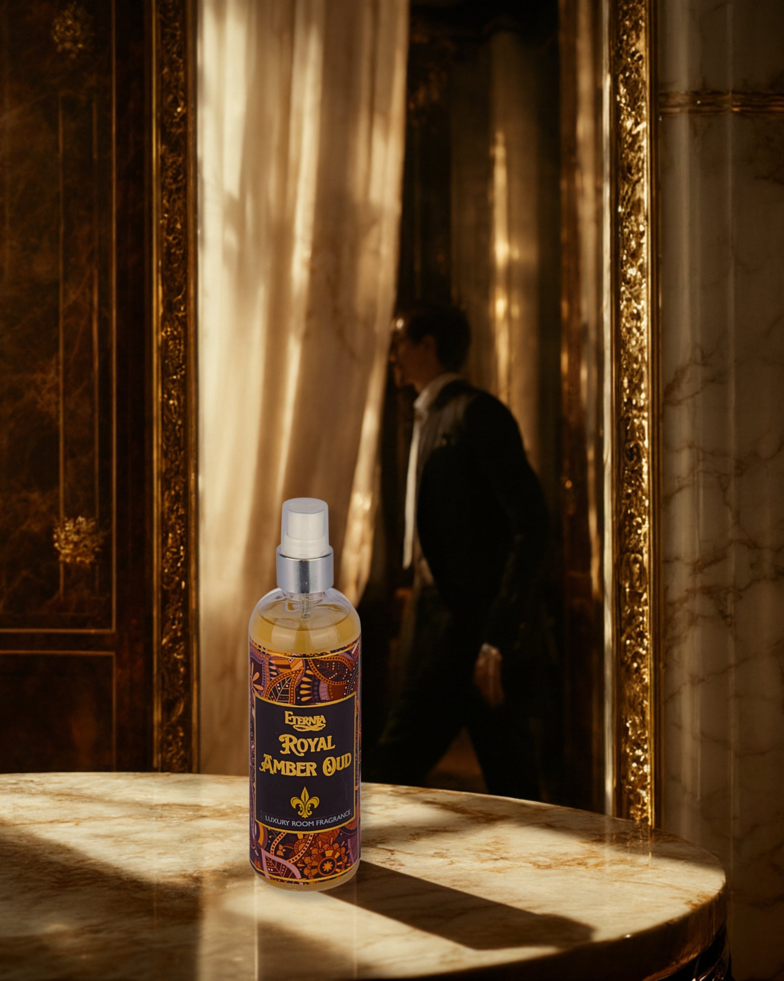 Eternia® Royal Amber Oud Room Spray – Warm Woody & Amber Aroma | Long-Lasting Premium Air Freshener for Home, Office & Living Spaces – 200ml