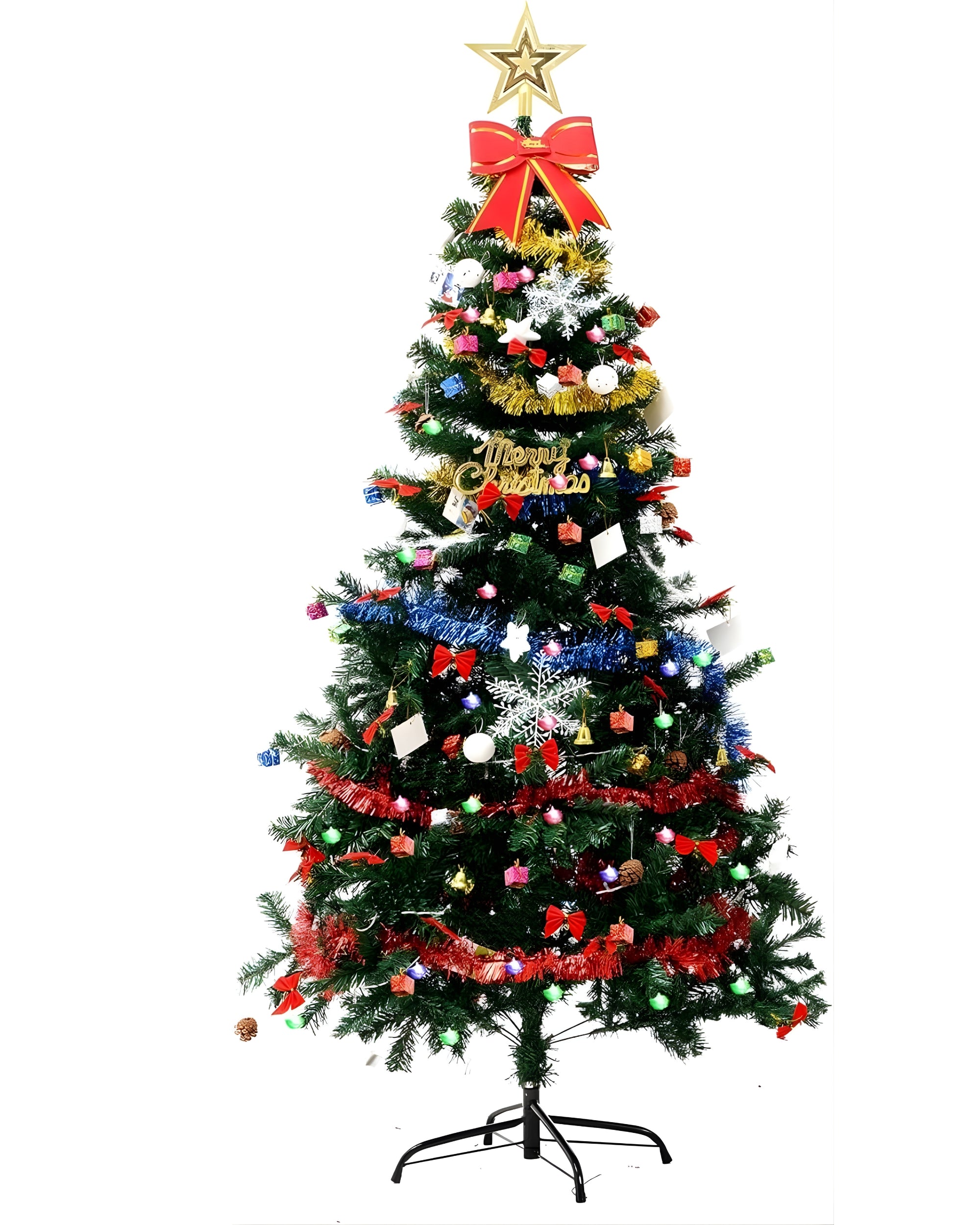 Premsons® 6ft Pre-Decorated Artificial Christmas Tree with Ornaments | Premium Indoor Holiday Tree for Home & Office Décor | Easy Assembly, Reusable