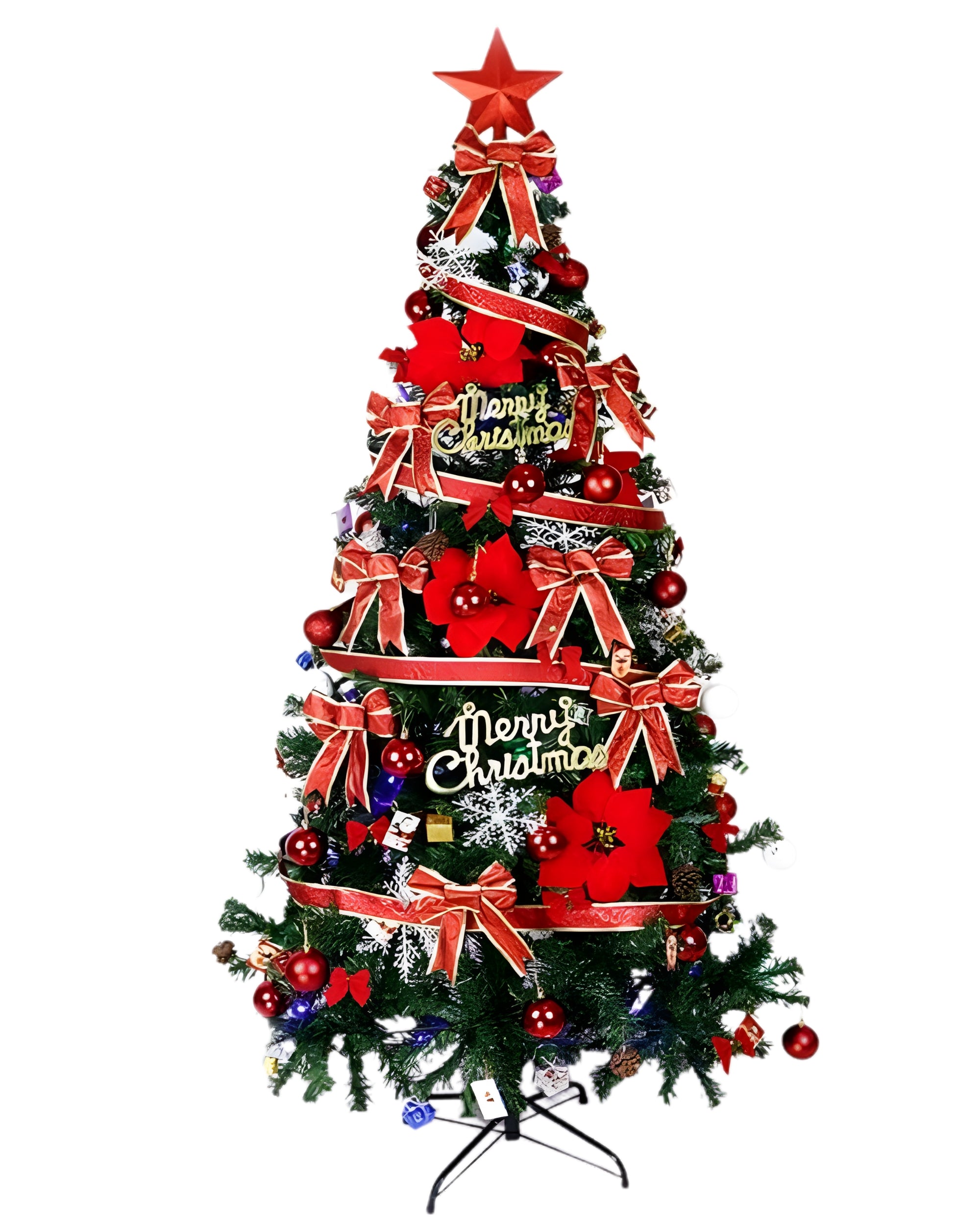 Premsons® 6ft Pre-Decorated Artificial Christmas Tree with Ornaments | Premium Indoor Holiday Tree for Home & Office Décor | Easy Assembly, Reusable