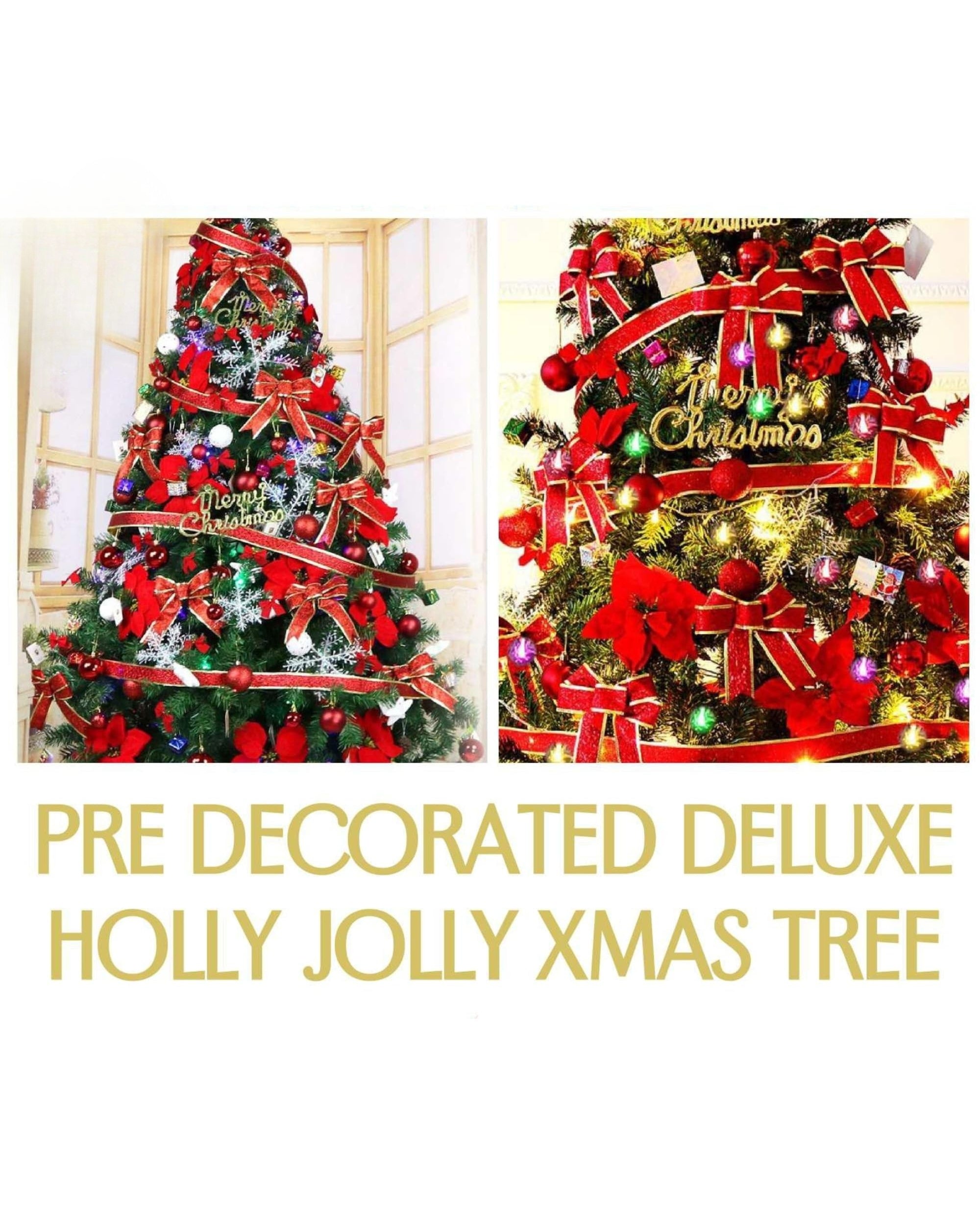 Premsons® 6ft Pre-Decorated Artificial Christmas Tree with Ornaments | Premium Indoor Holiday Tree for Home & Office Décor | Easy Assembly, Reusable