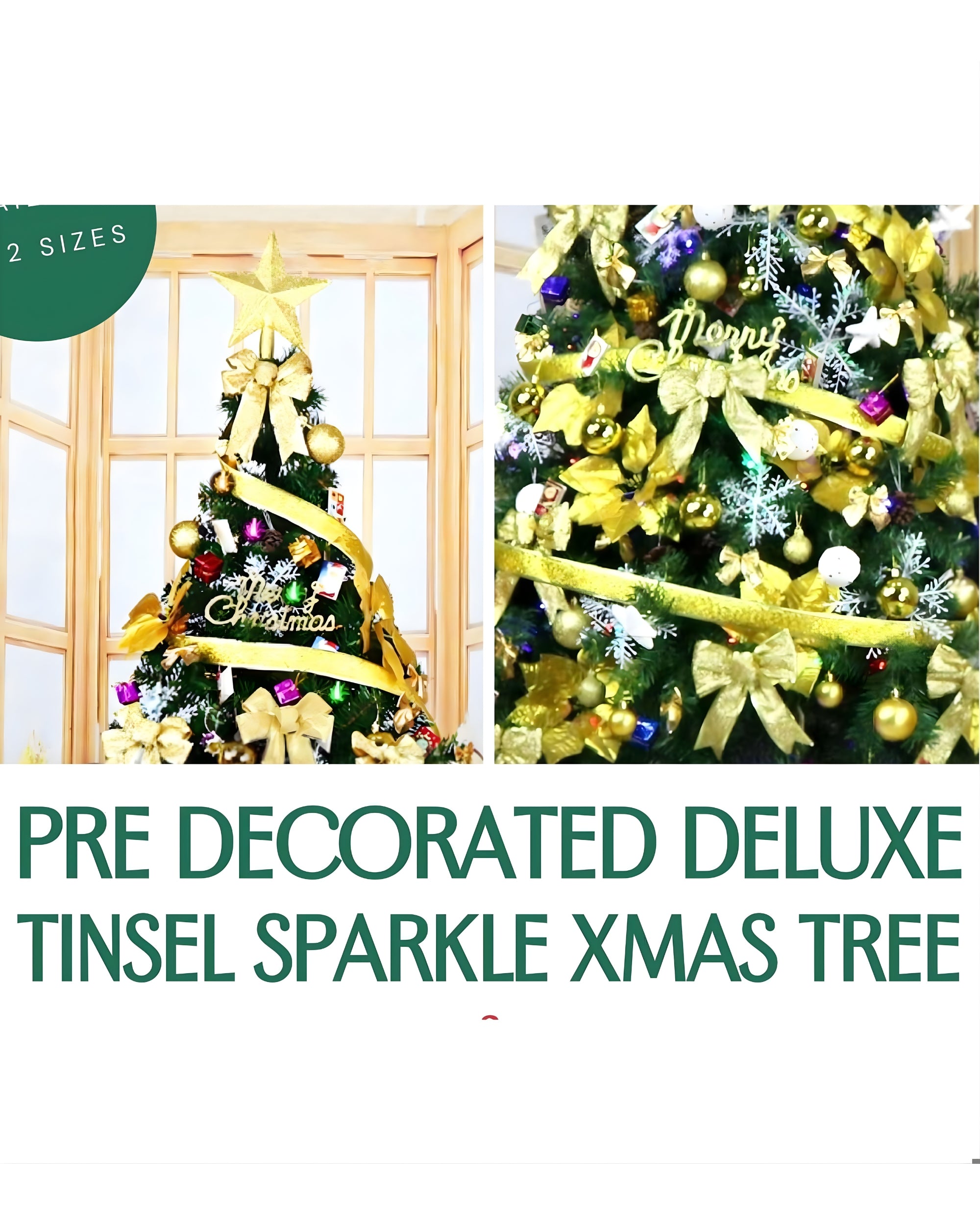 Premsons® 6ft Pre-Decorated Artificial Christmas Tree with Ornaments | Premium Indoor Holiday Tree for Home & Office Décor | Easy Assembly, Reusable