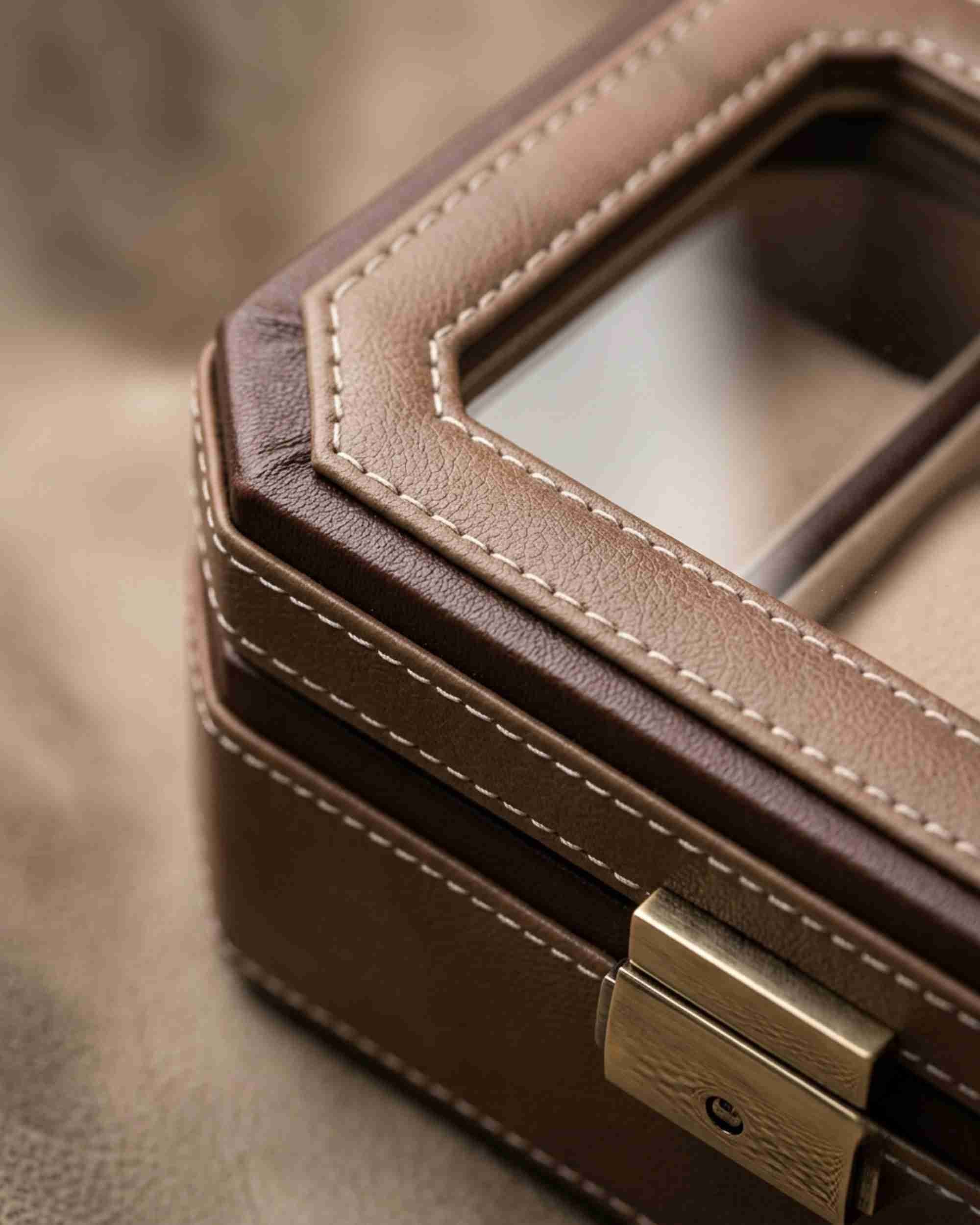 Premsons® Classic Leather Watch Box – 4 Slot Storage Organizer with Clear Top, Velvet Cushions & Secure Closure