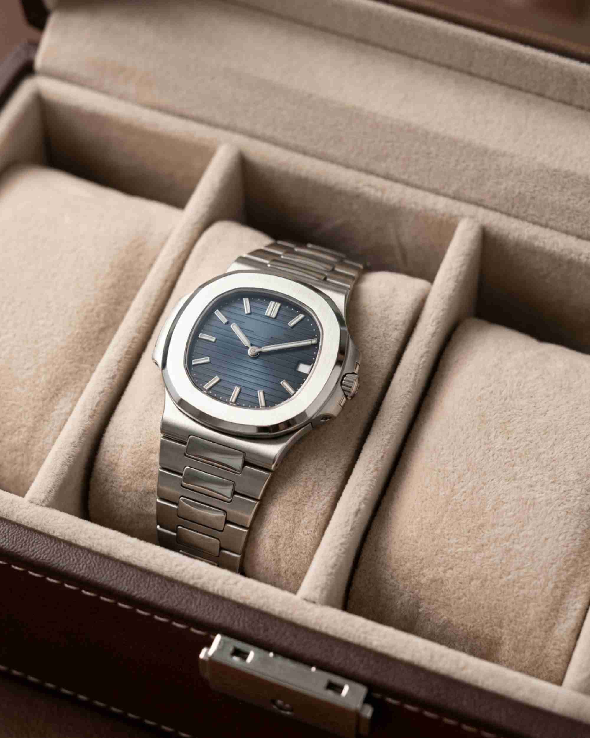 Premsons® Classic Leather Watch Box – 4 Slot Storage Organizer with Clear Top, Velvet Cushions & Secure Closure